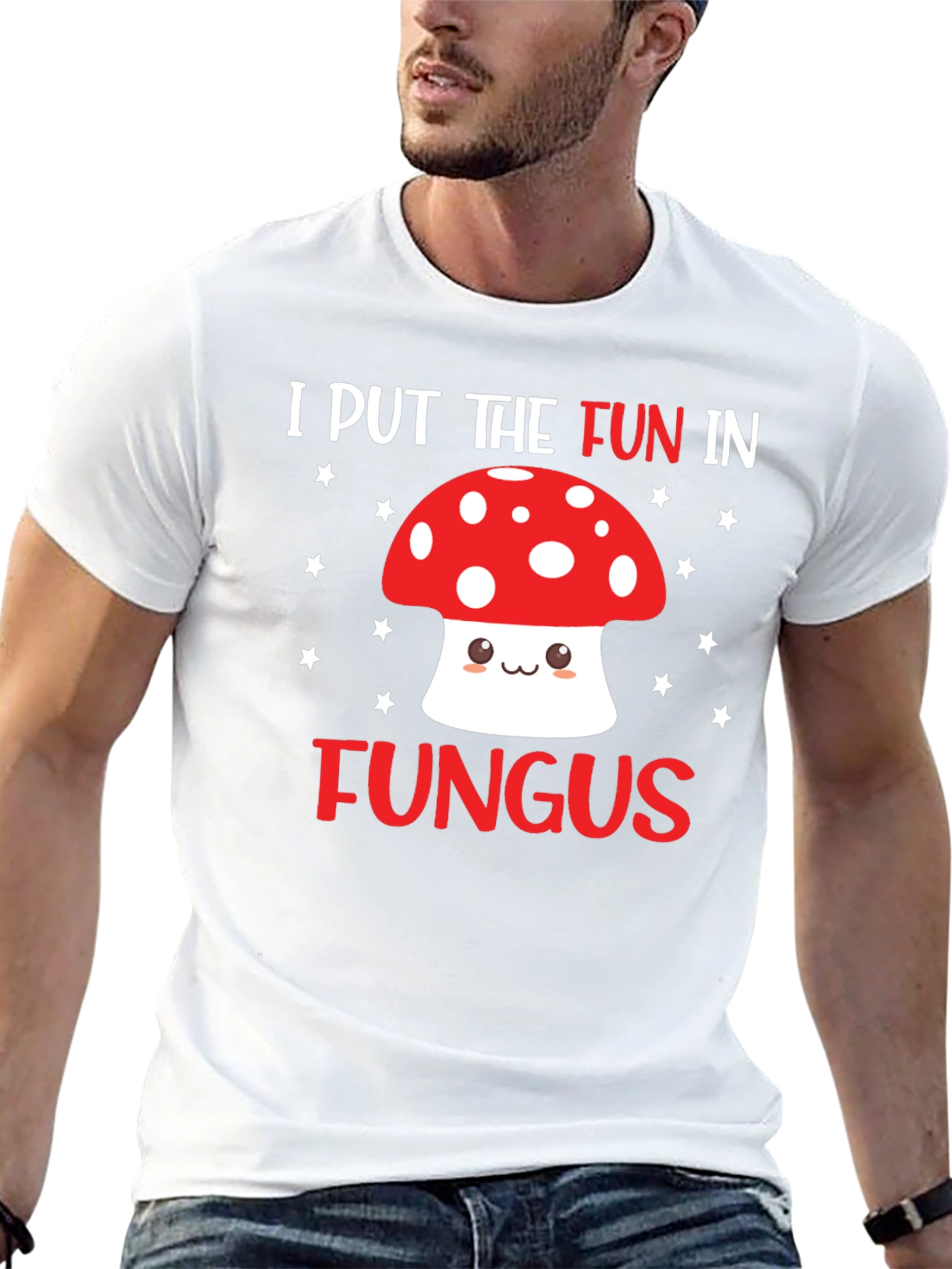 Black Funny Mushroom T-Shirt - "I Put the Fun in Fungus" view 13