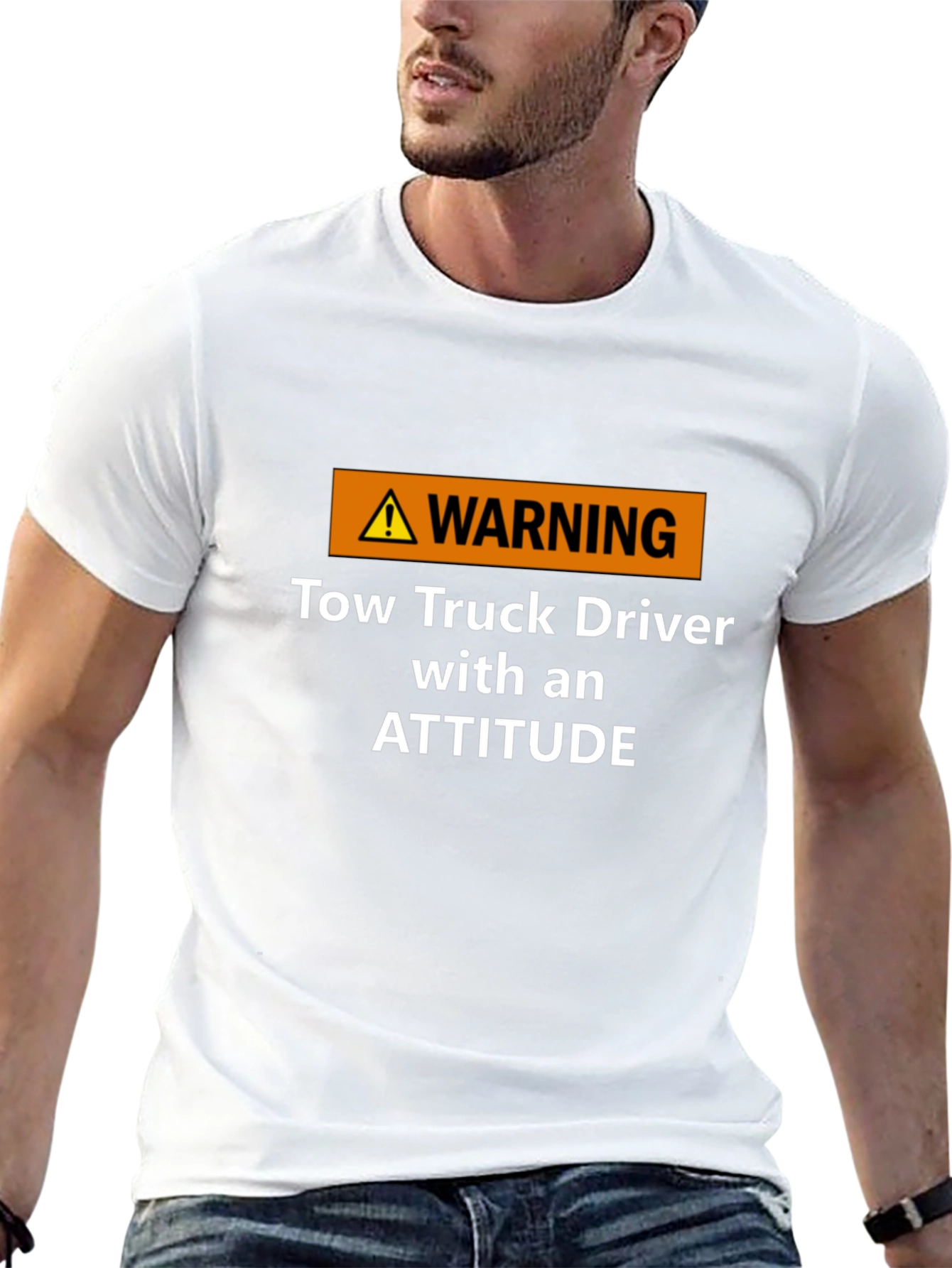 Black Warning Tow Truck Driver Attitude T-Shirt view 13