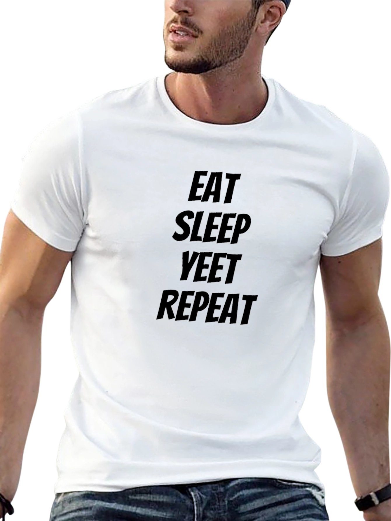 Black Eat Sleep Yeet Repeat Graphic Tee - Black view 13