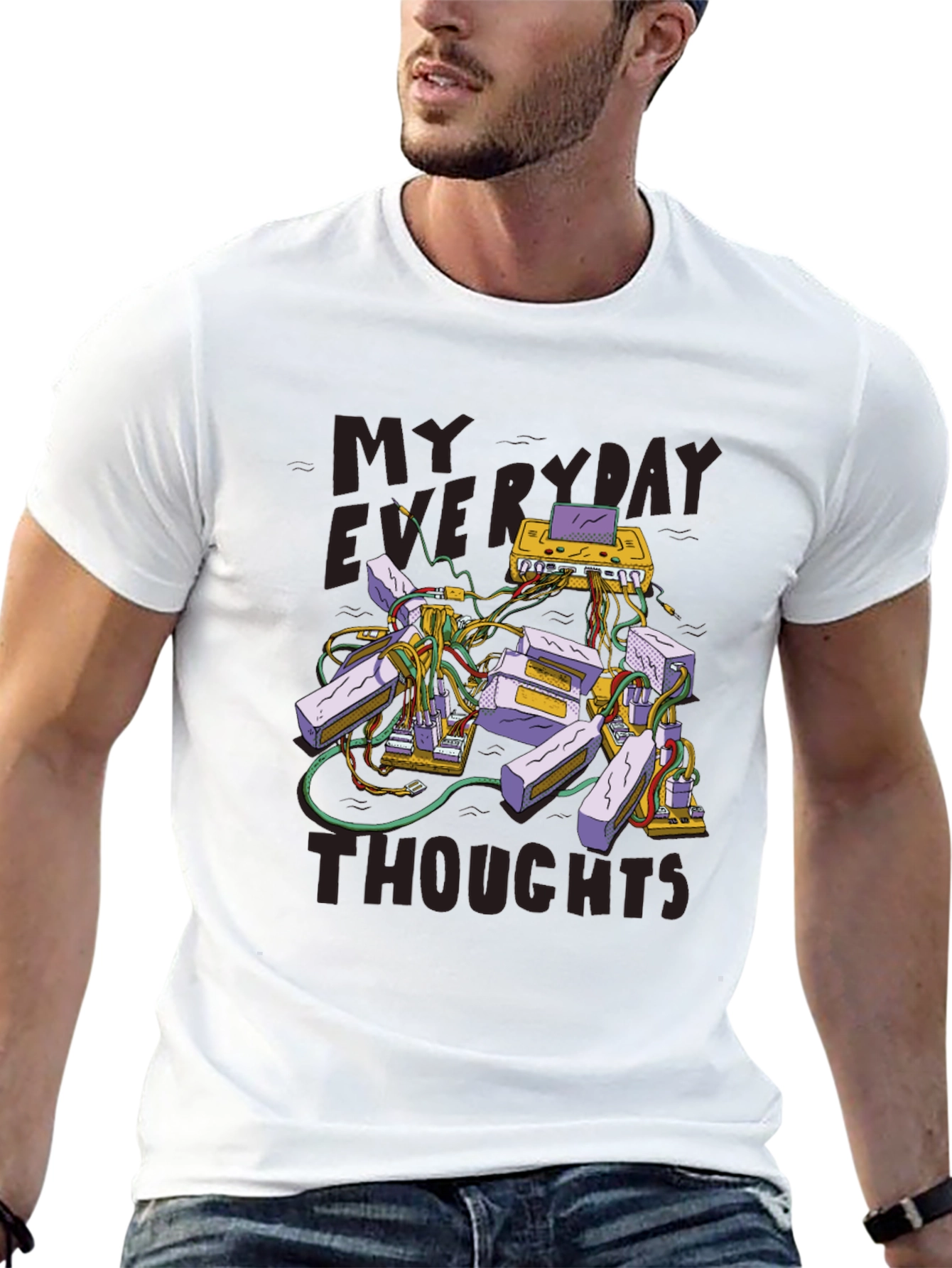 Black Everyday Thoughts Graphic Tee - Brainy Design view 13