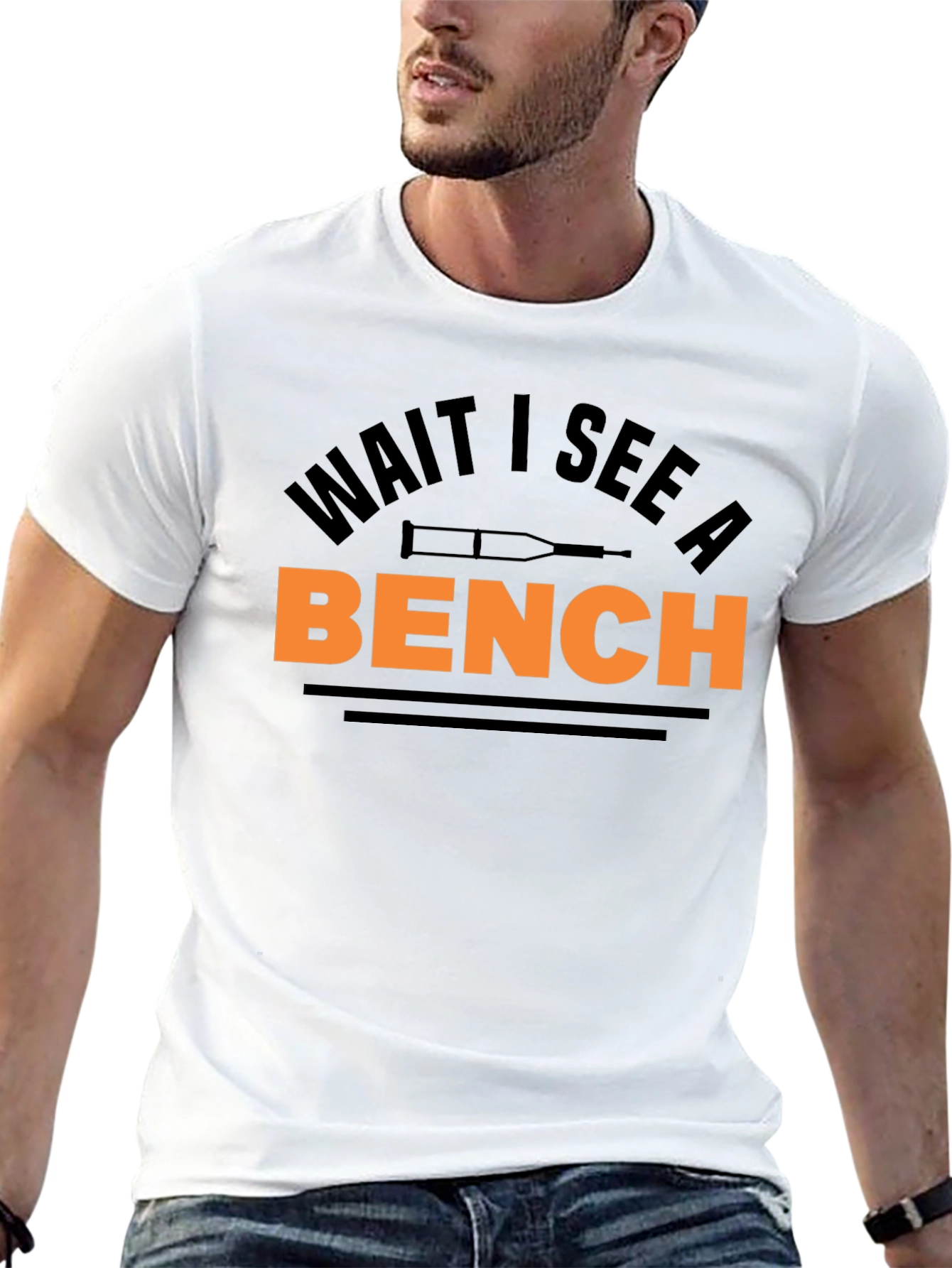 Black Wait I See A Bench T-Shirt - Funny Injury Tee view 13