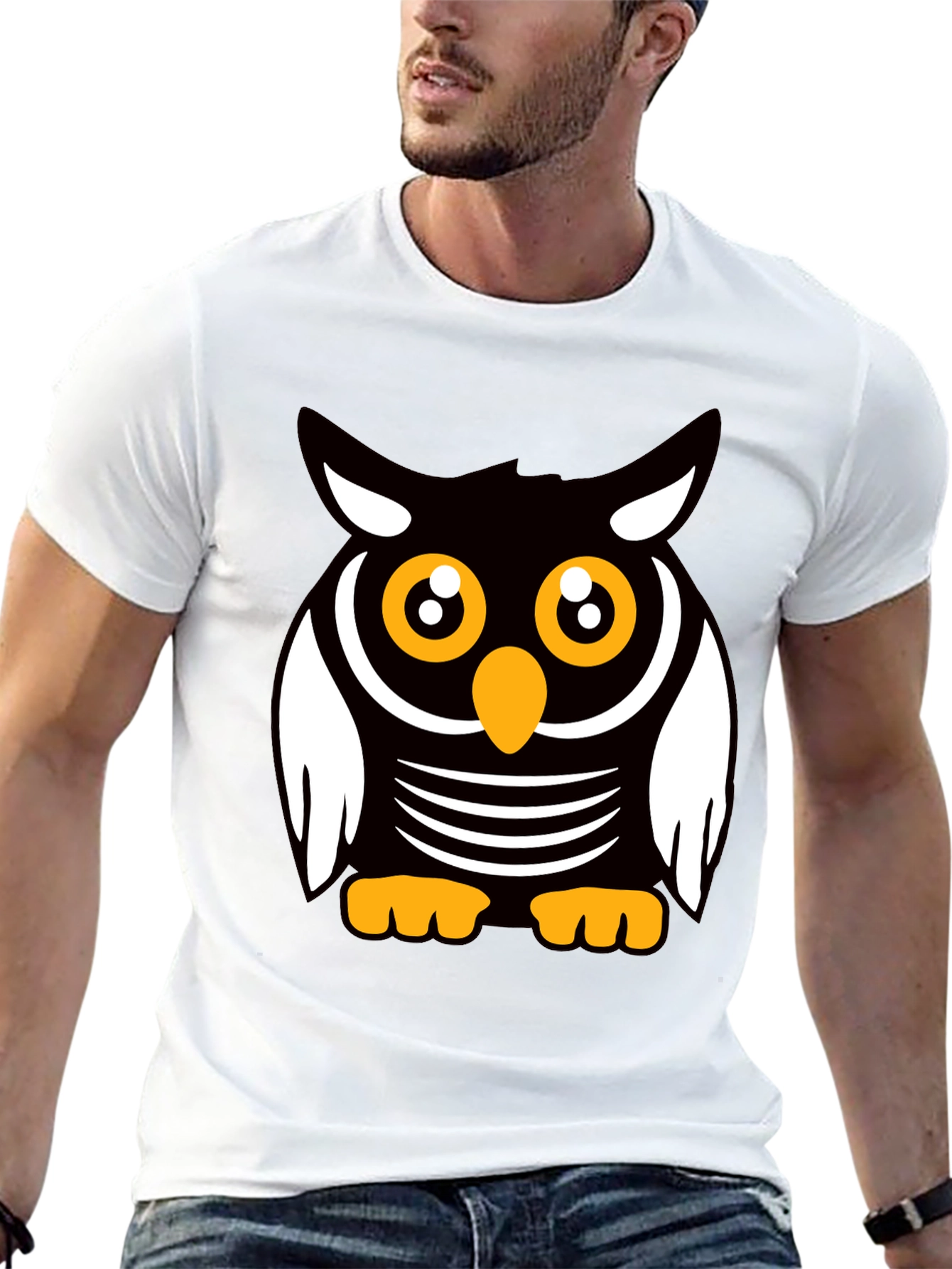 Black Cute Cartoon Owl Graphic T-Shirt view 13