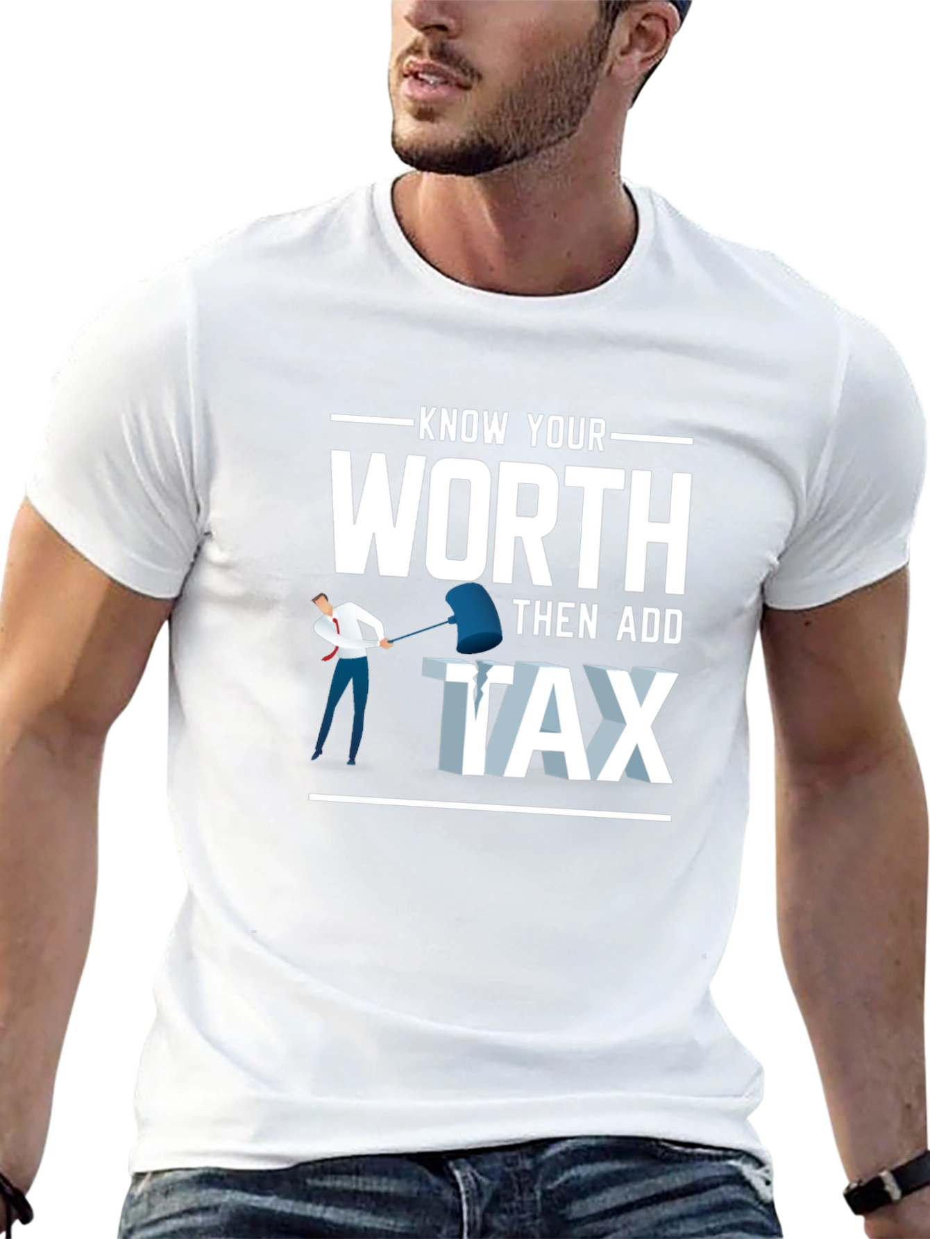 Black Know Your Worth Add Tax Graphic T-Shirt view 13