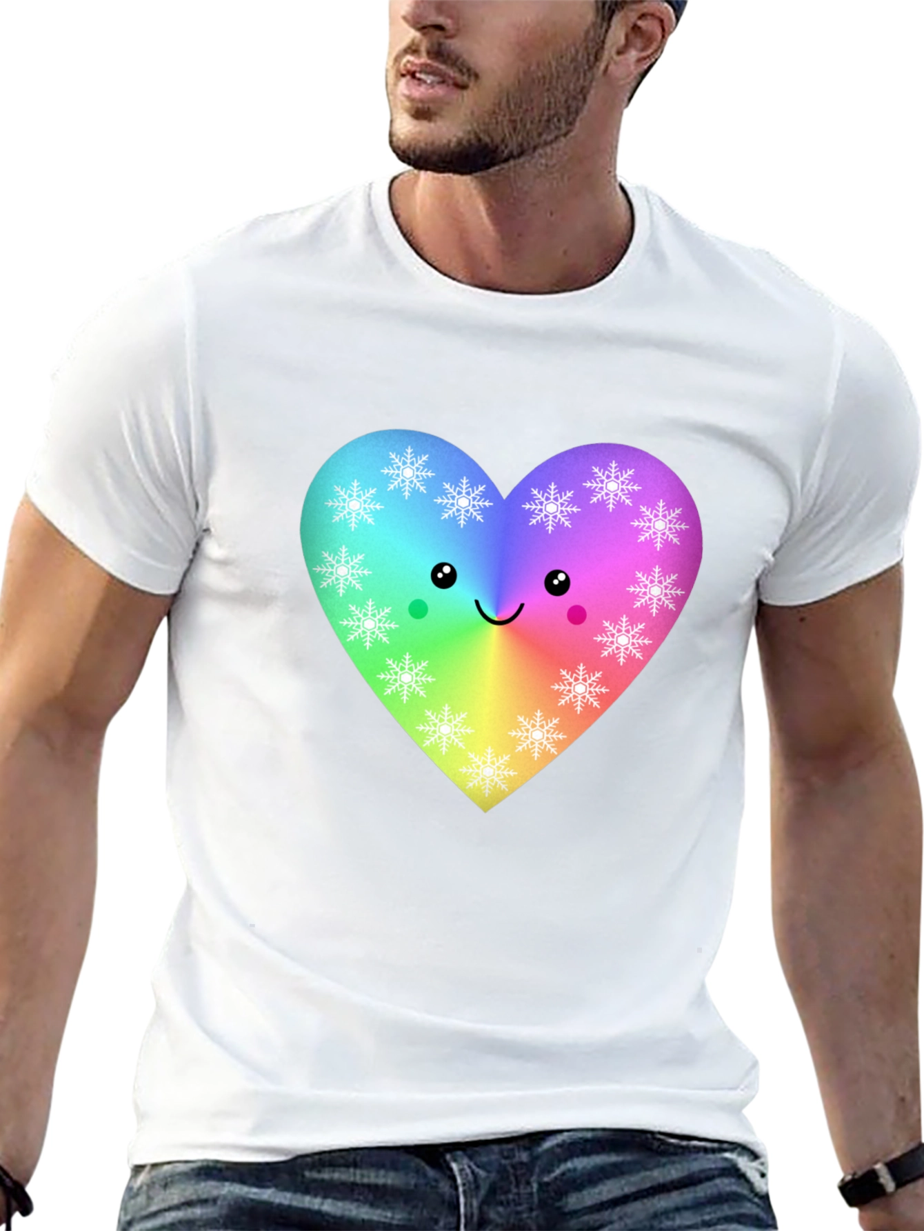 Black Rainbow Heart Snowflake T-Shirt view 13