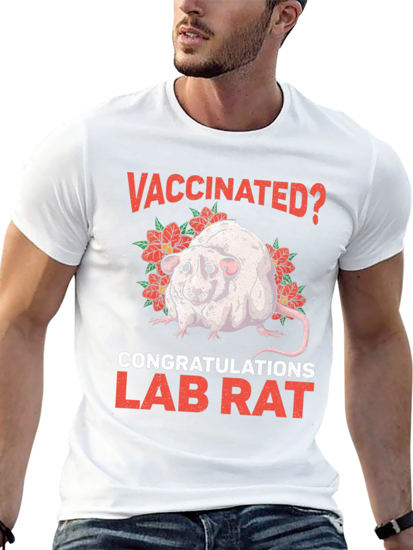 Black Vaccinated Lab Rat Graphic T-Shirt view 13