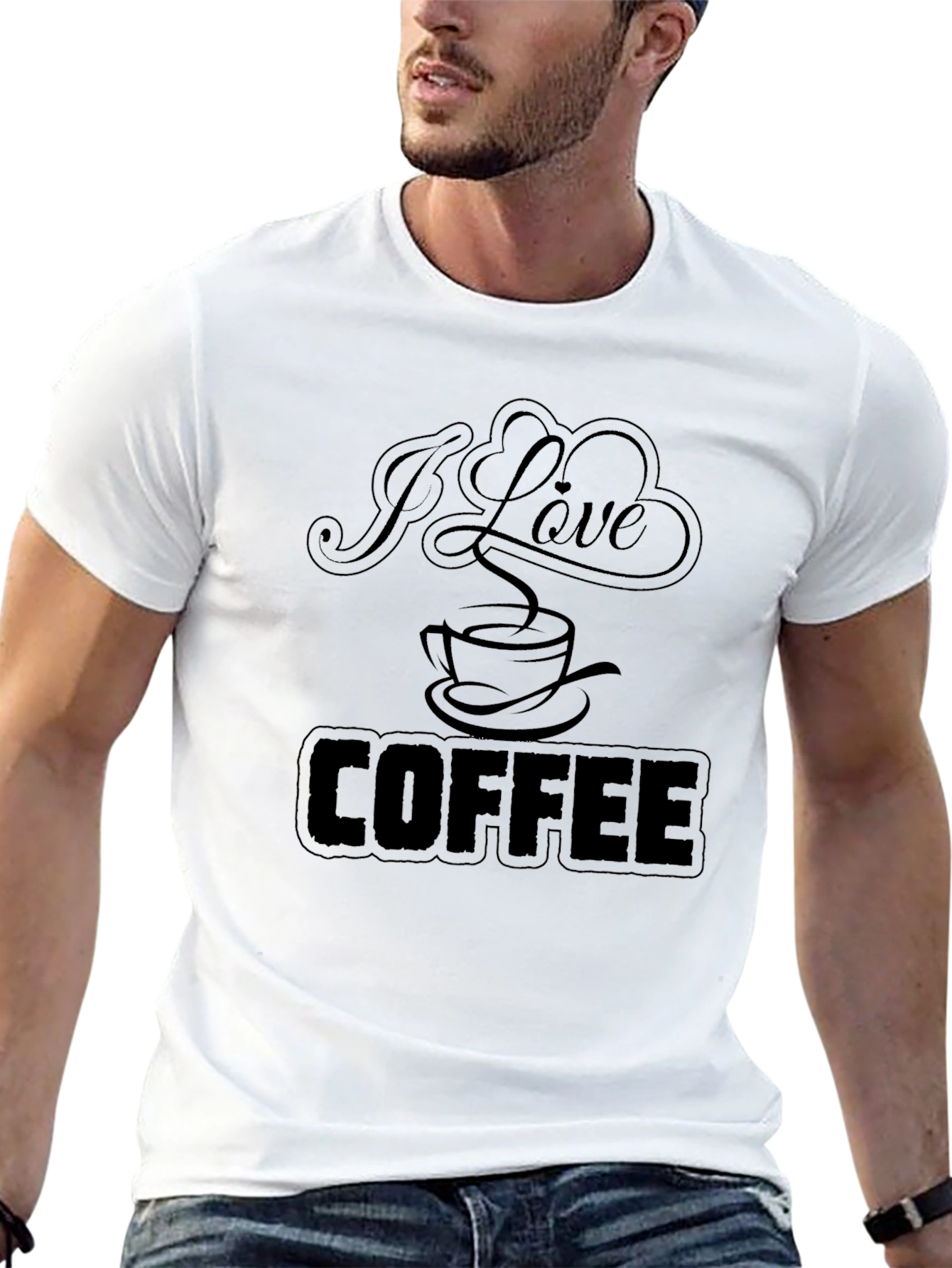 Black I Love Coffee T-Shirt - Black view 13