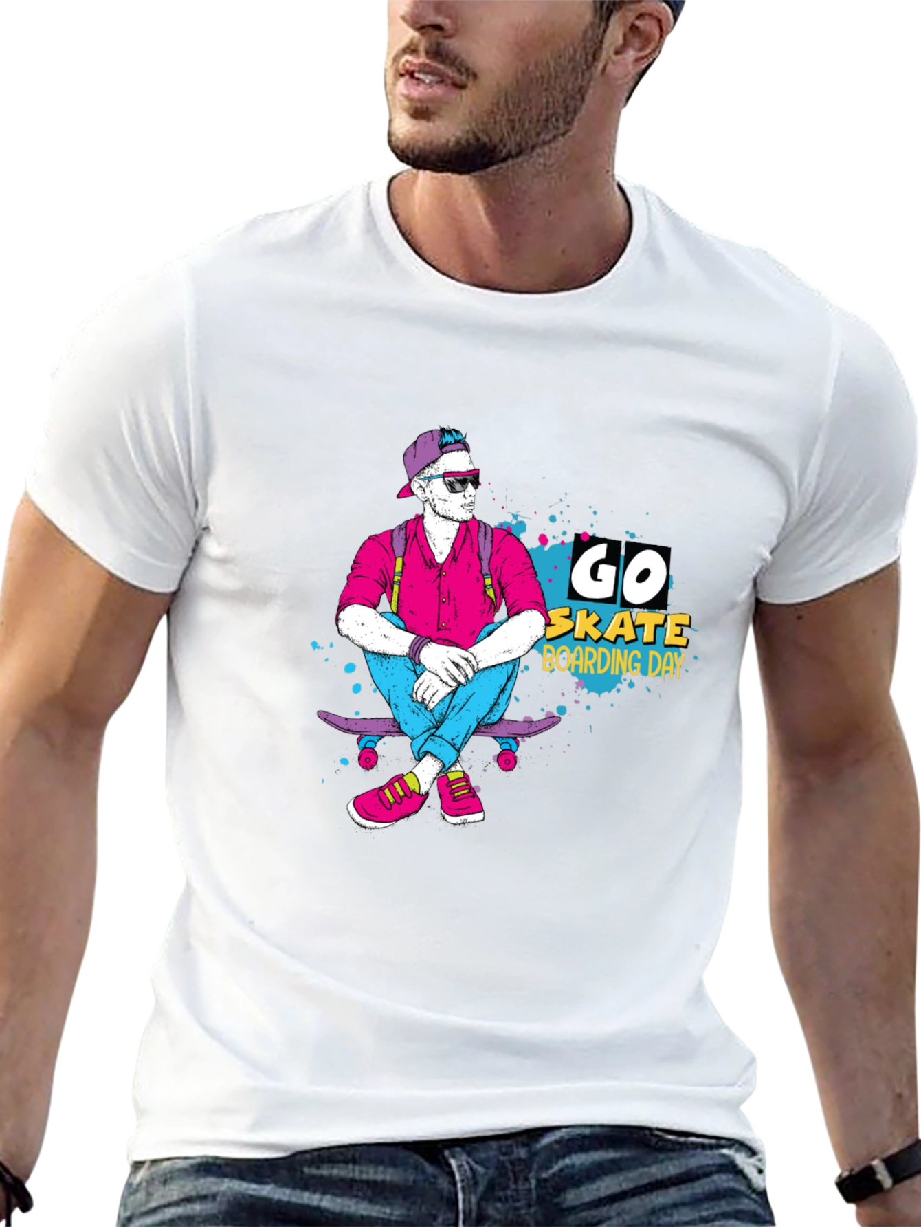 Black Go Skate Boarding Day Black T-Shirt view 13