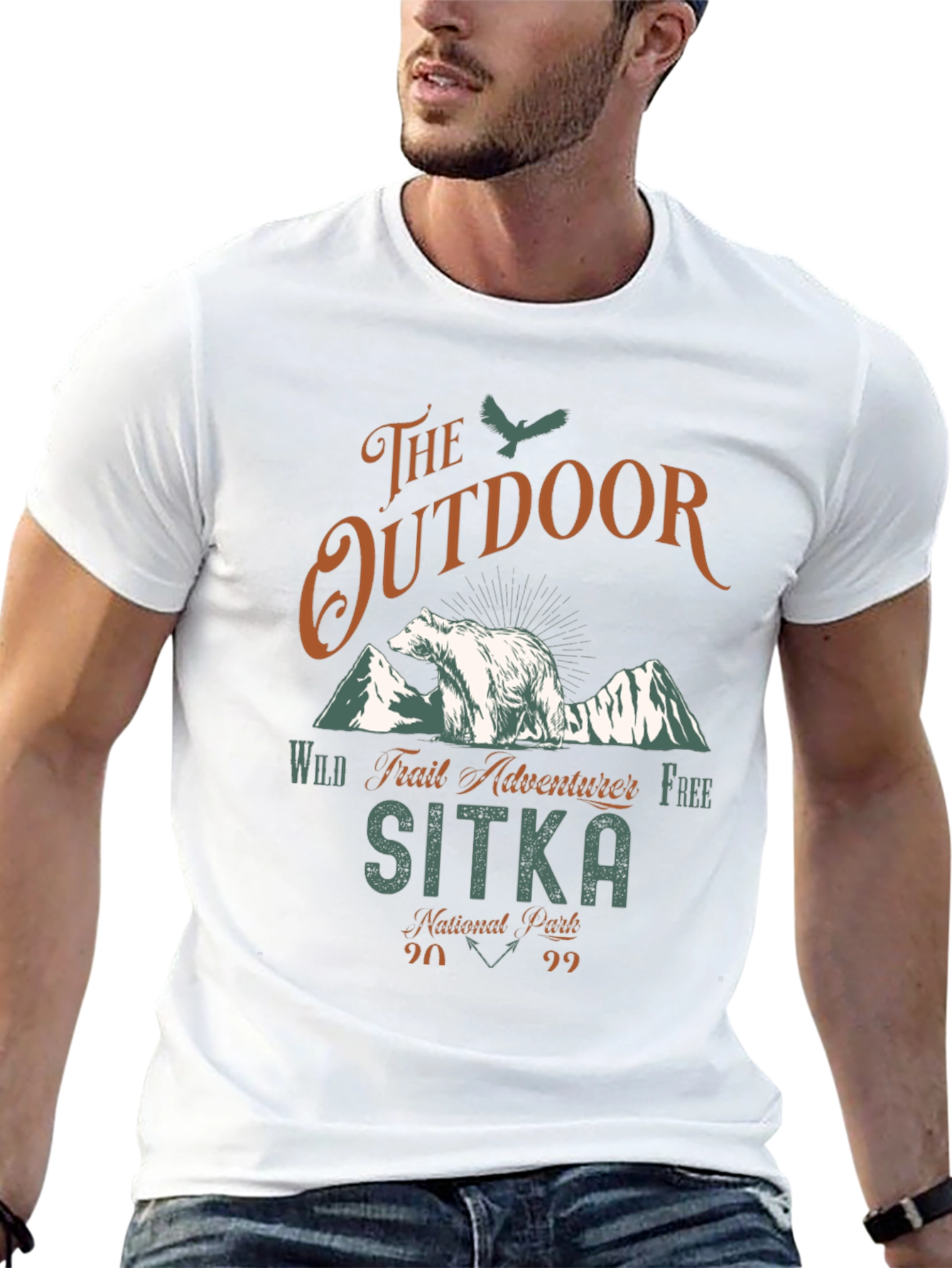 Black Outdoor Adventure T-Shirt - Sitka National Park Bear Design view 13