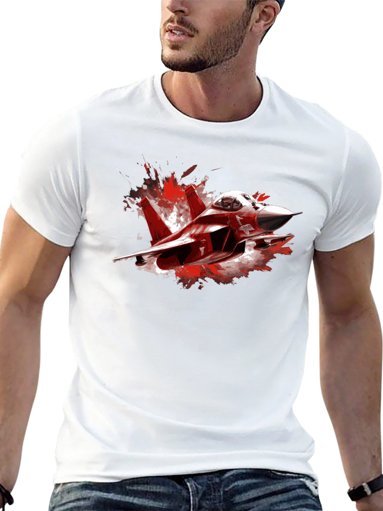 Black Fighter Jet Graphic Tee - Bold & Stylish view 13