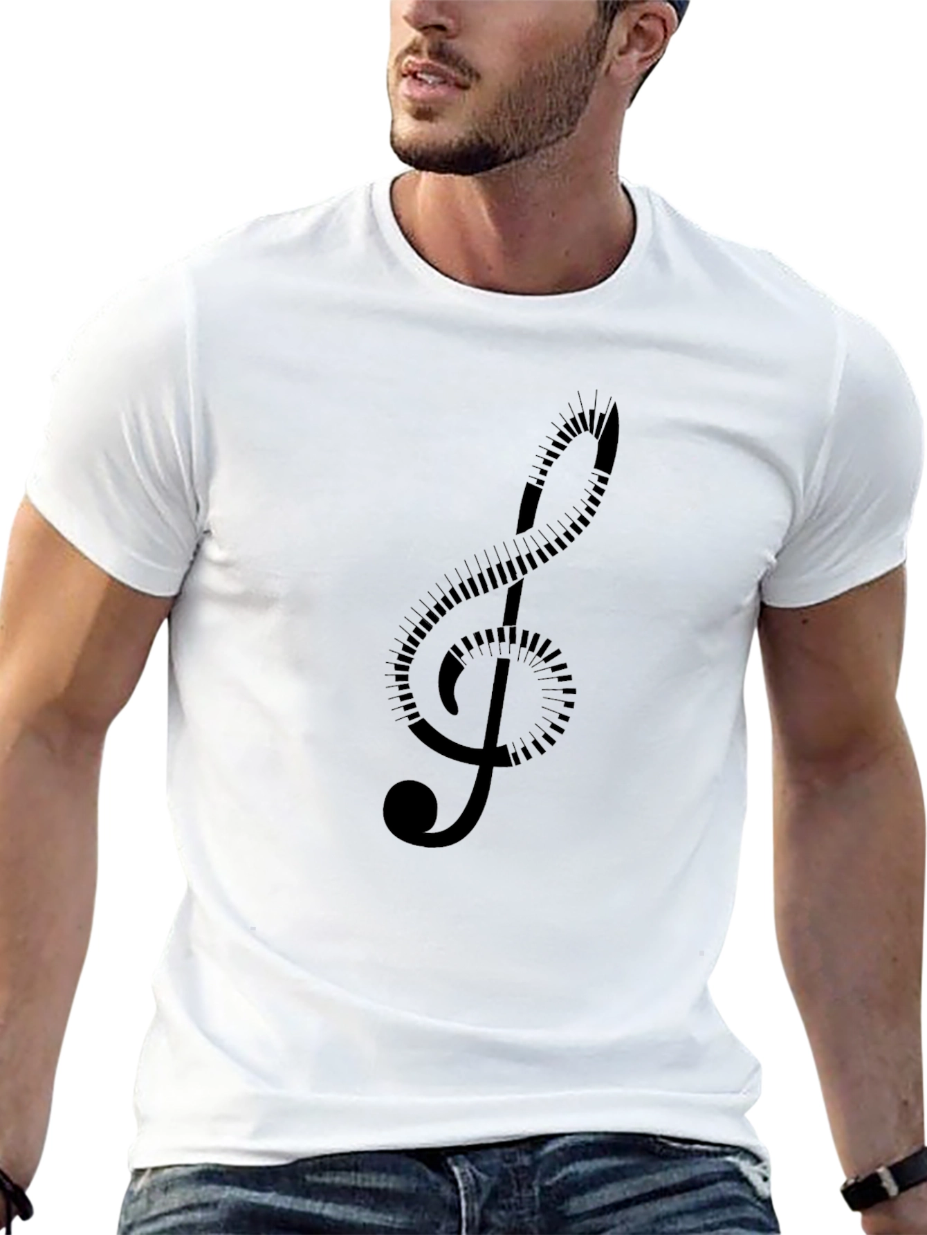Black Musical Clef Graphic T-Shirt - Stylish Black Tee view 13