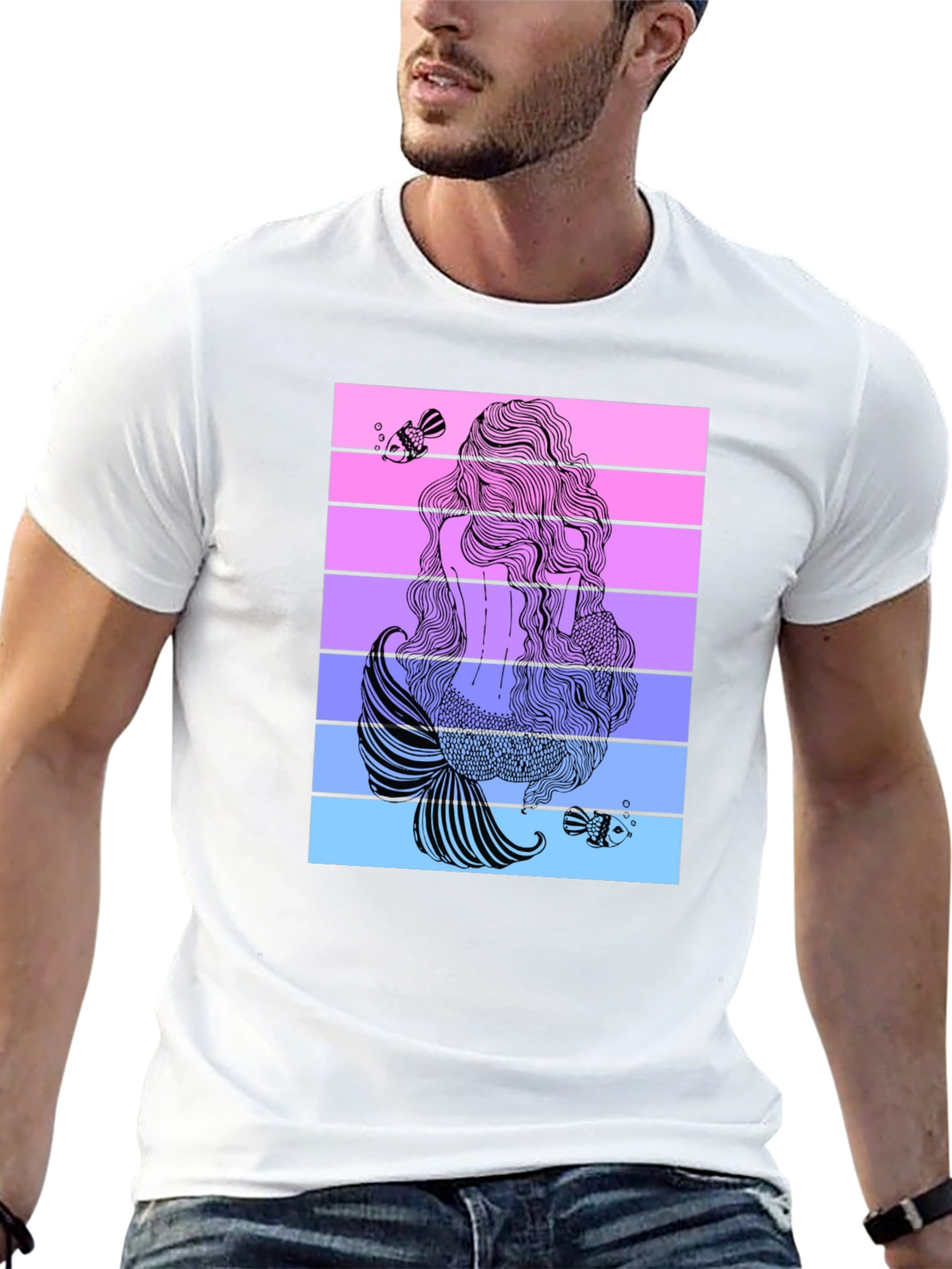 Black Mermaid Tail Graphic T-Shirt - Stylish Black Tee view 13