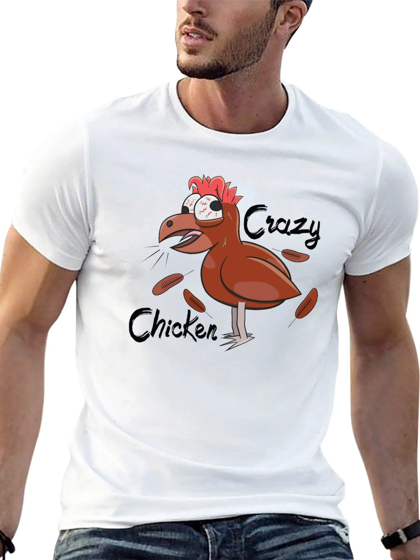 Black Crazy Chicken Graphic T-Shirt - Black view 13