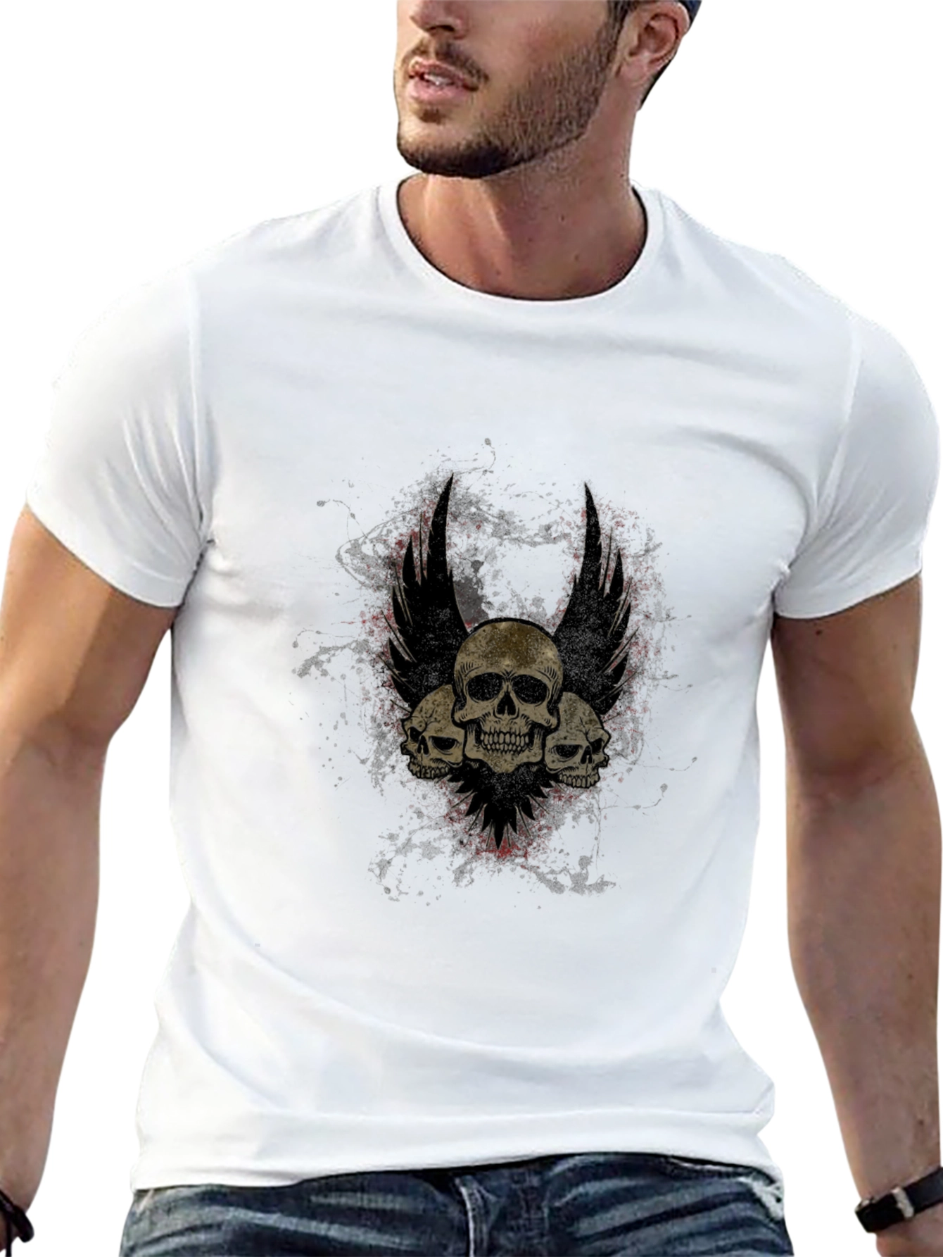 Black Skull Winged T-Shirt - Gothic Style view 13