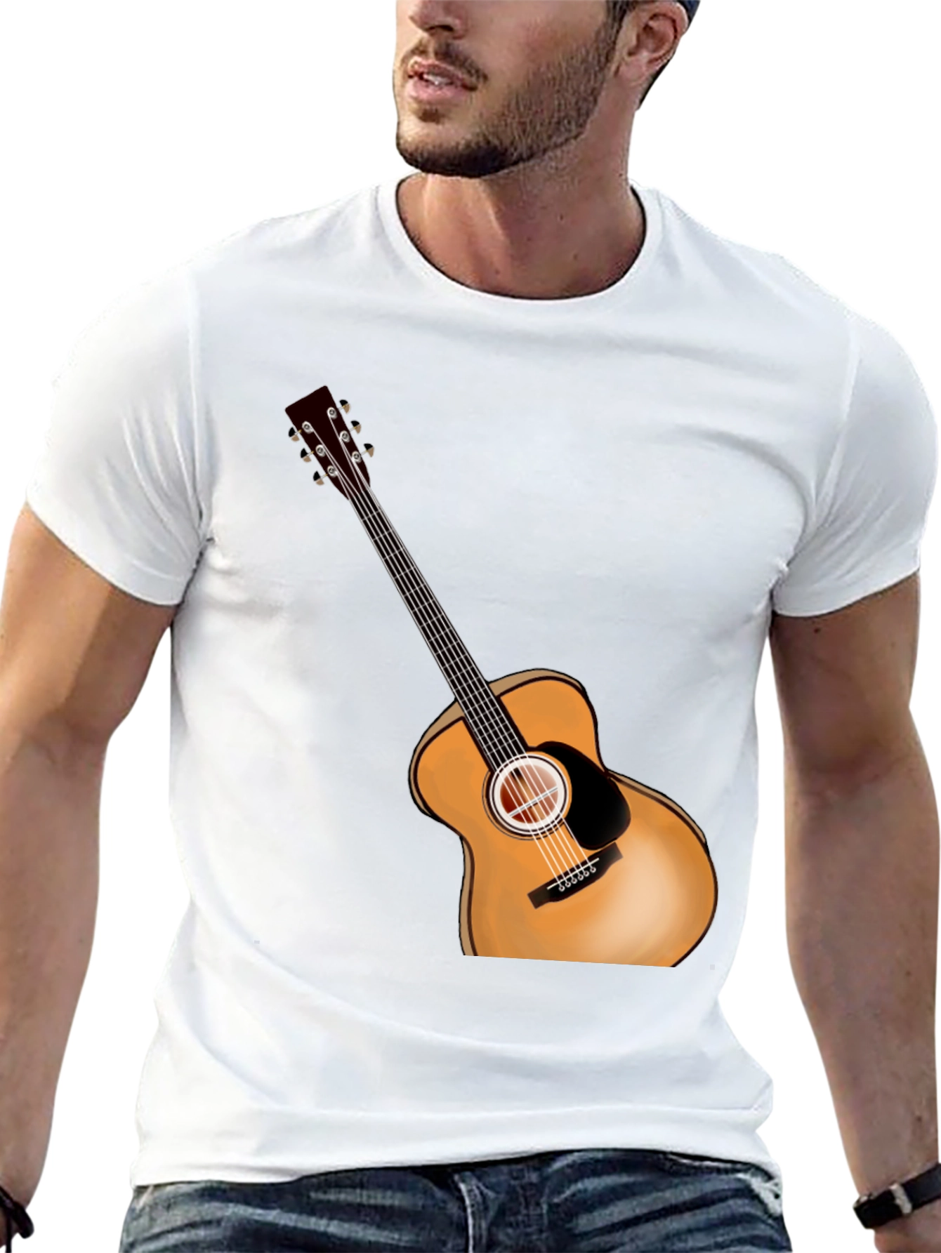 Black Acoustic Guitar Graphic Black Tee view 13