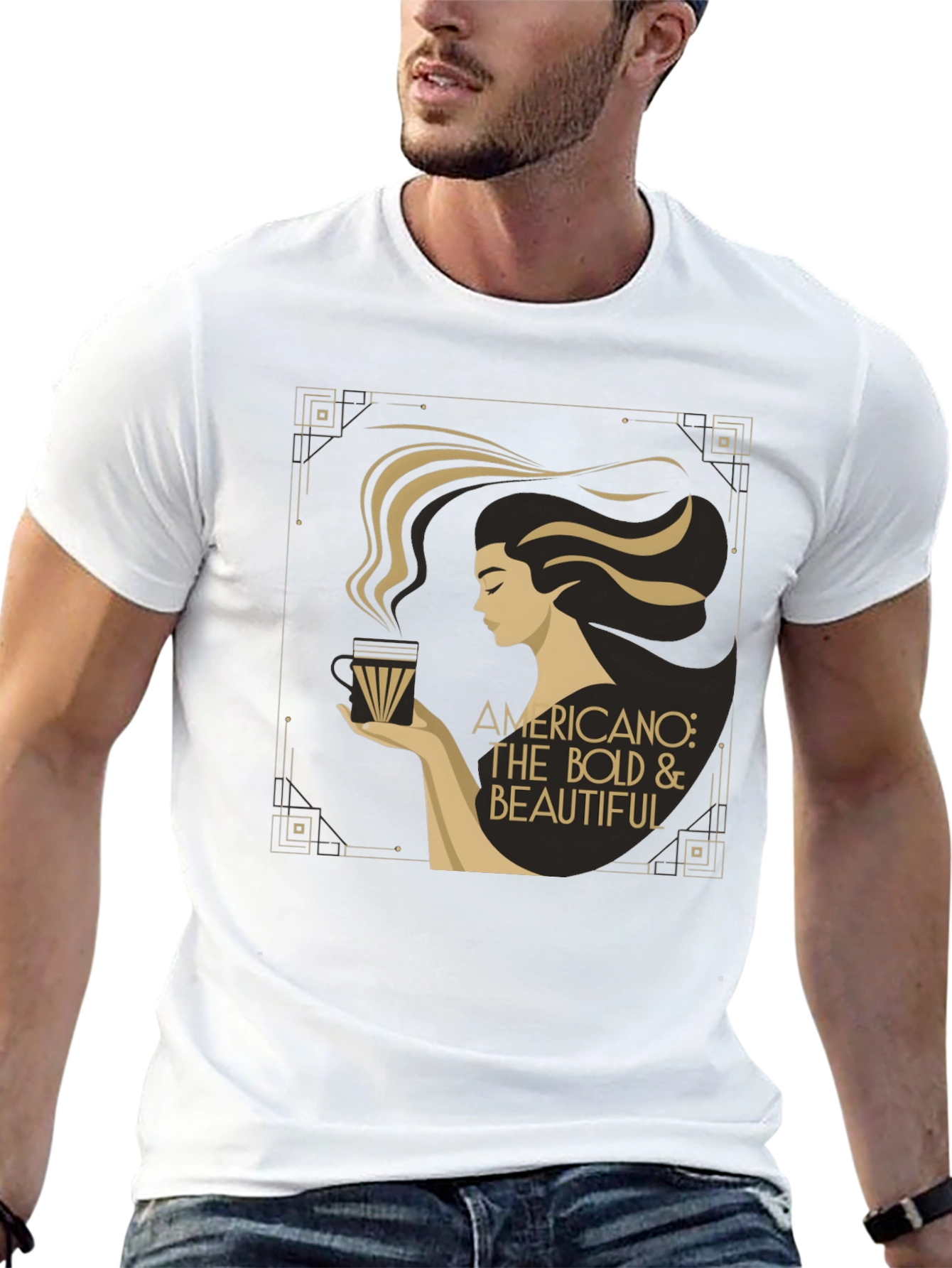 Black Bold & Beautiful Americano Coffee Graphic T-Shirt view 13