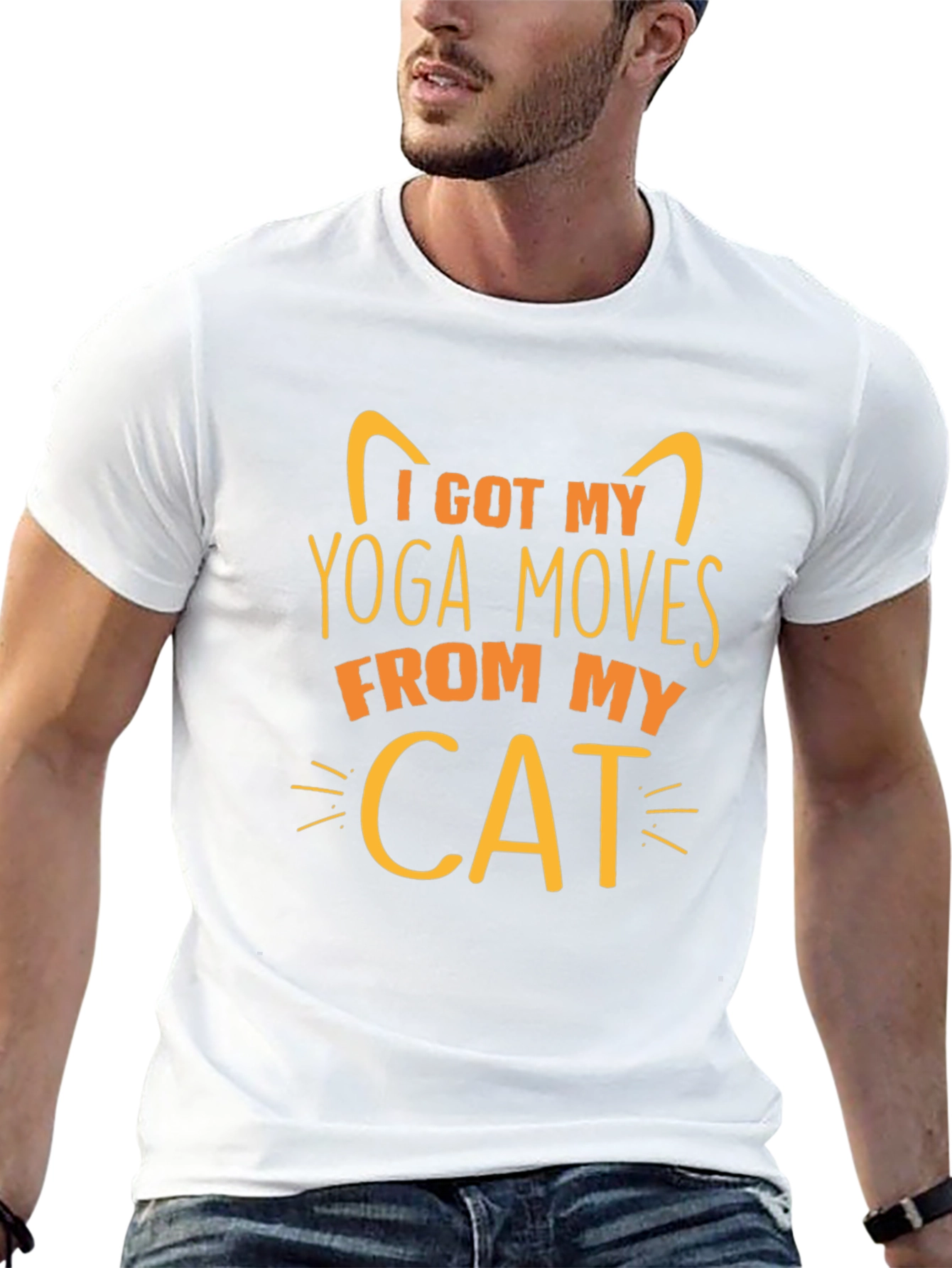 Black Yoga Cat T-Shirt - I Got My Yoga Moves From My Cat view 13