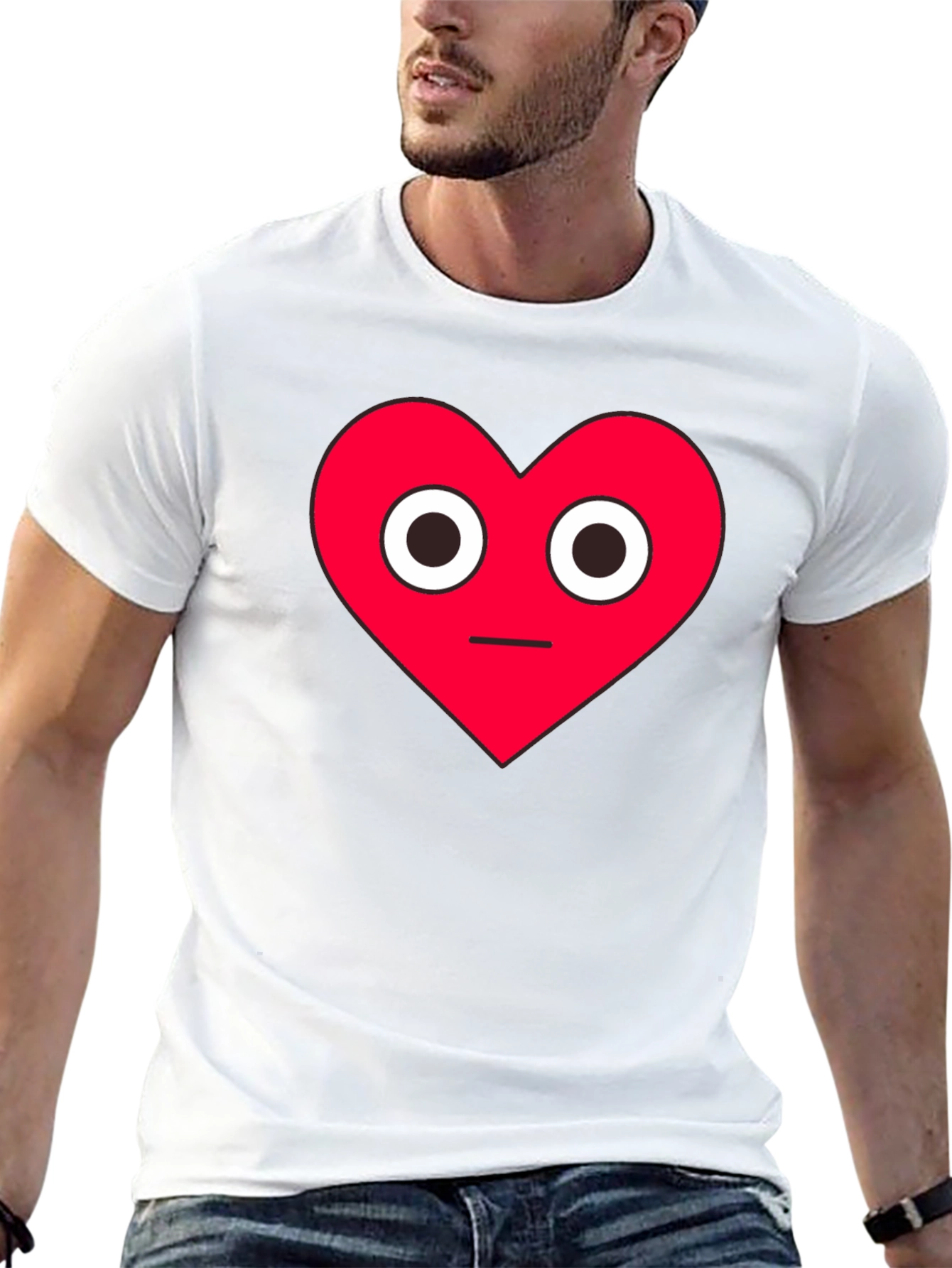 Black Red Heart Face Graphic Black T-Shirt view 13