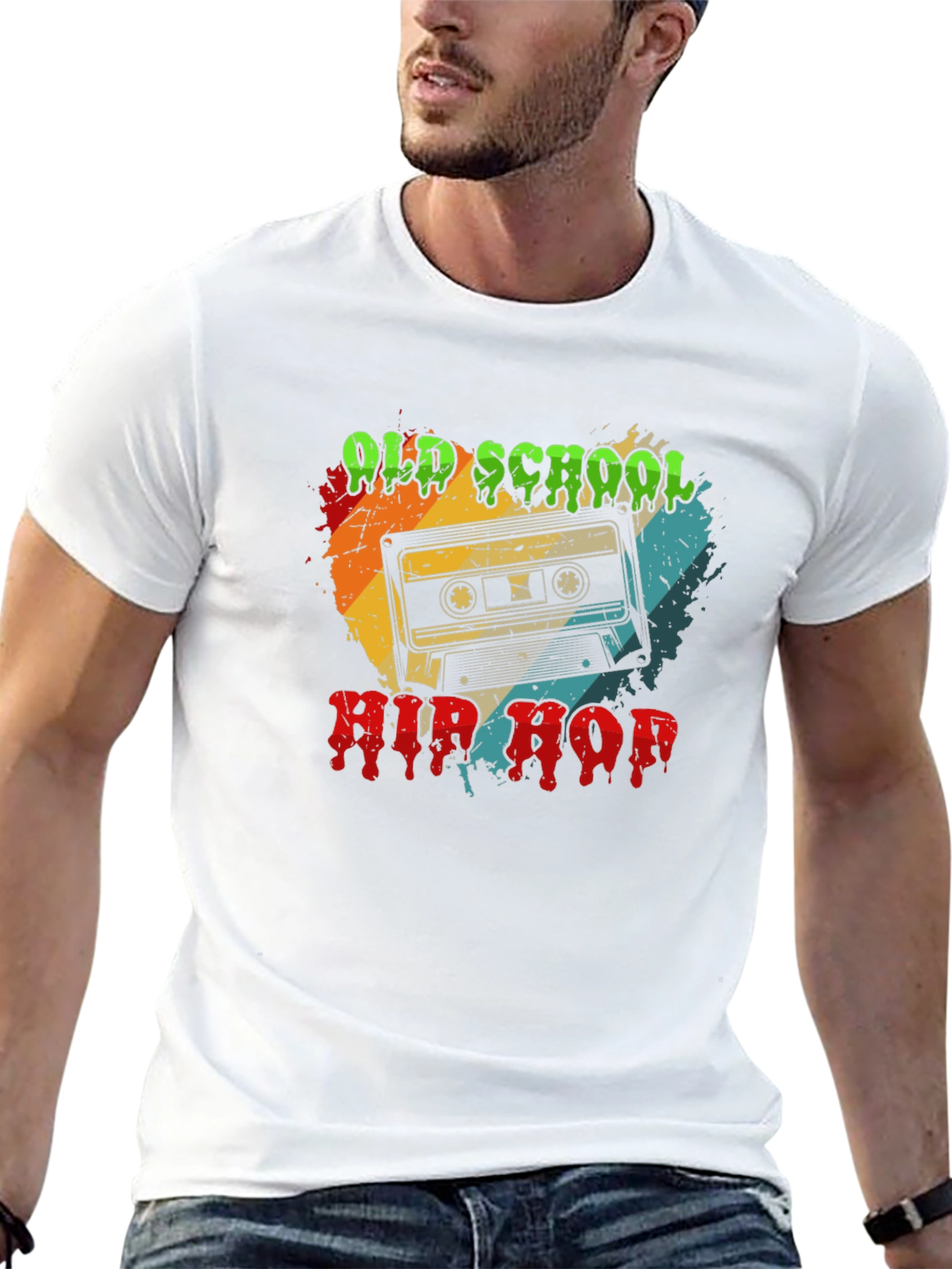 Black Old School Hip Hop Cassette Tape Graphic Tee view 13