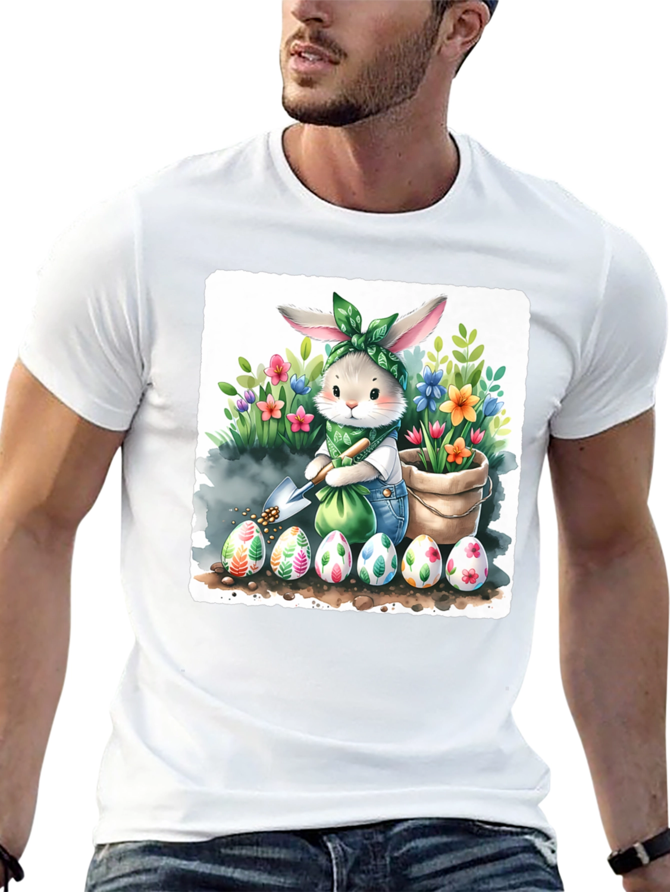 Black Easter Bunny Gardening T-Shirt view 13
