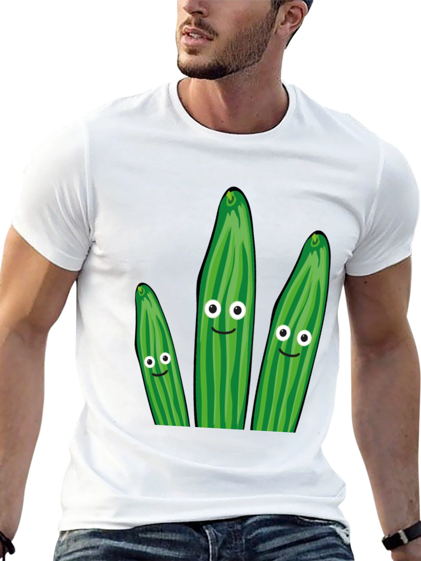Black Funny Cucumber Graphic T-Shirt - Quirky Novelty Tee view 13