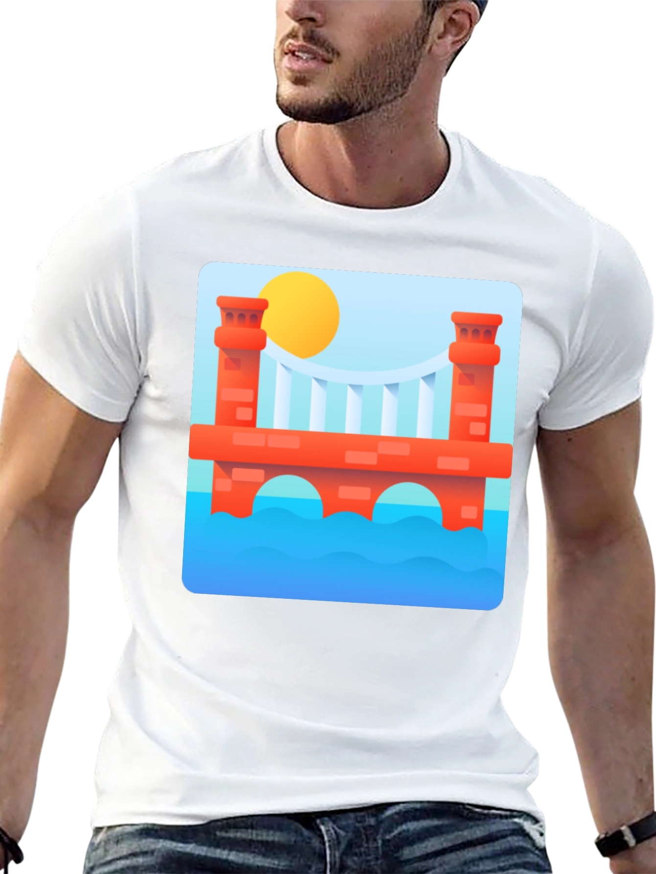 Black Abstract Bridge Graphic T-Shirt view 13