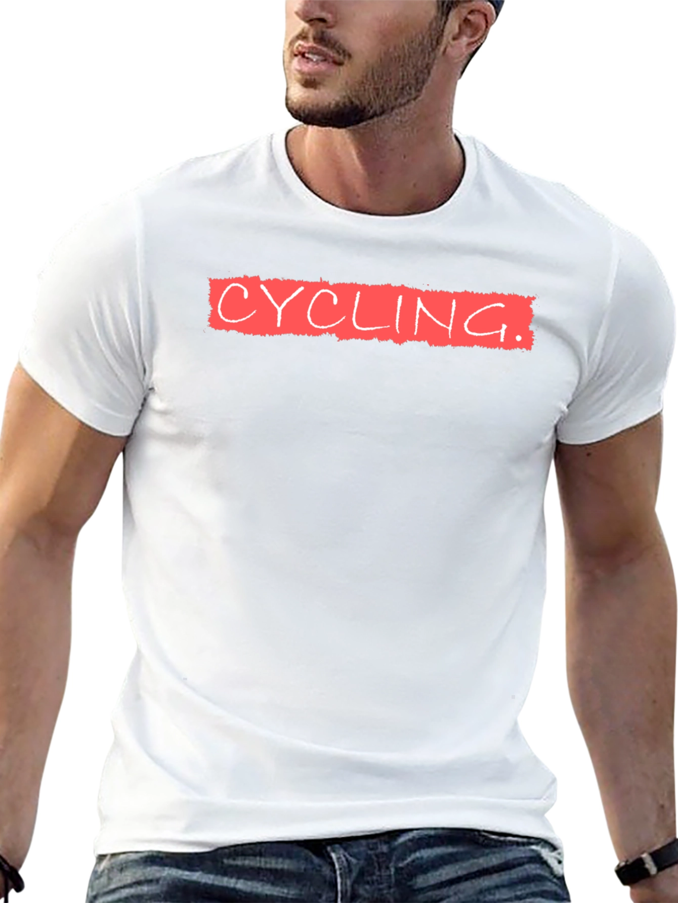 Black Cycling Tee - Red Text on Black - Unisex view 13