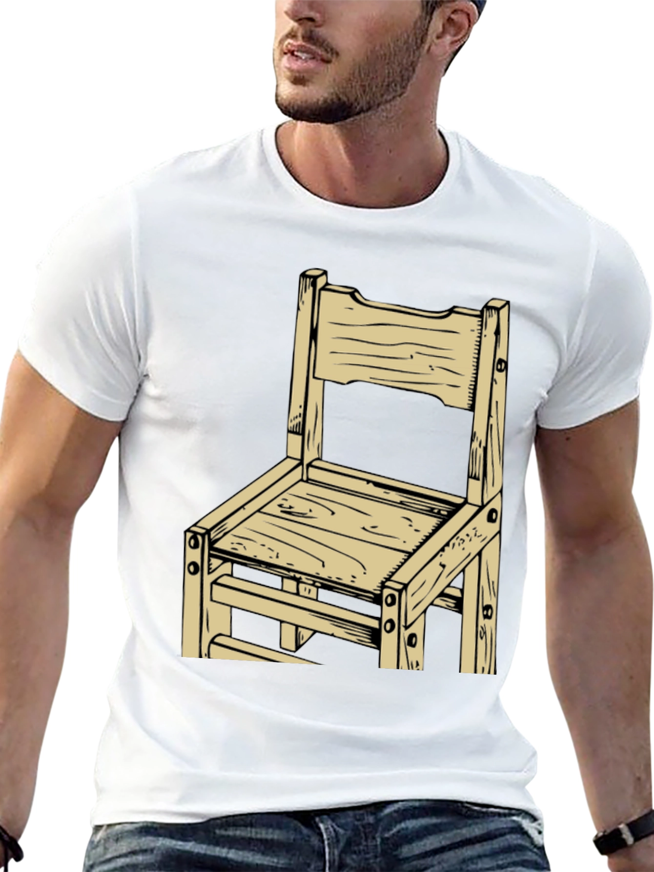 Rustic Wooden Chair Graphic Tee - Black - 13