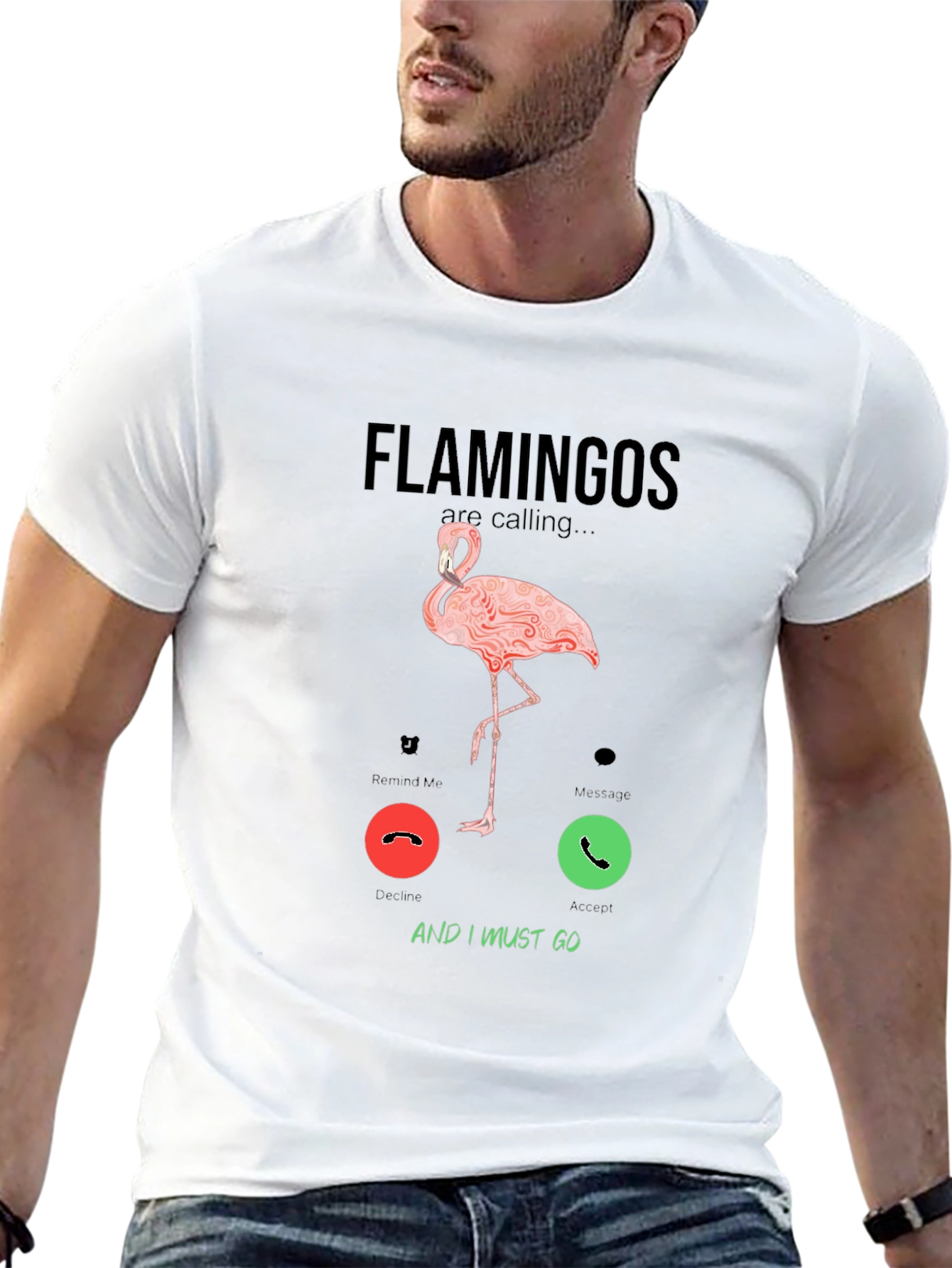 Black Flamingo Calling Graphic T-Shirt view 13