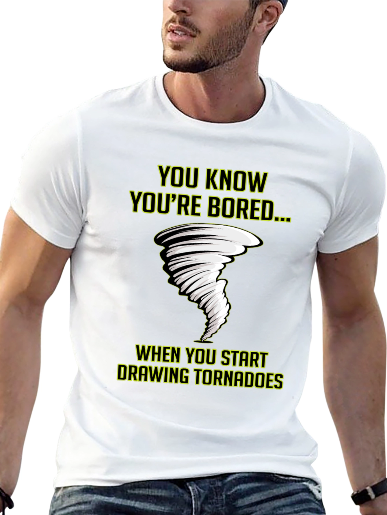 Black Bored Tornado T-Shirt - Funny Graphic Tee view 13