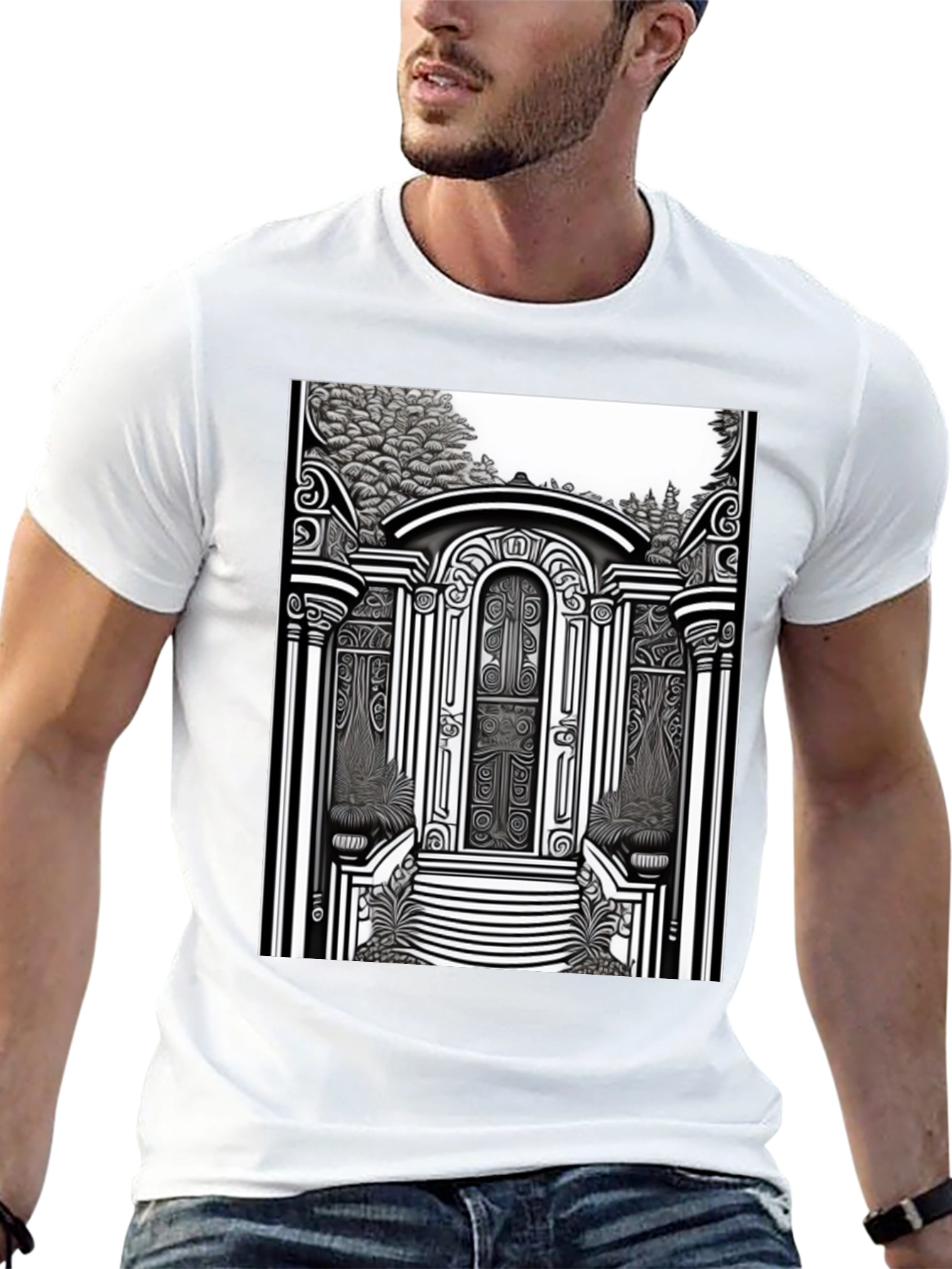 Black Ornate Gateway Graphic T-Shirt view 13