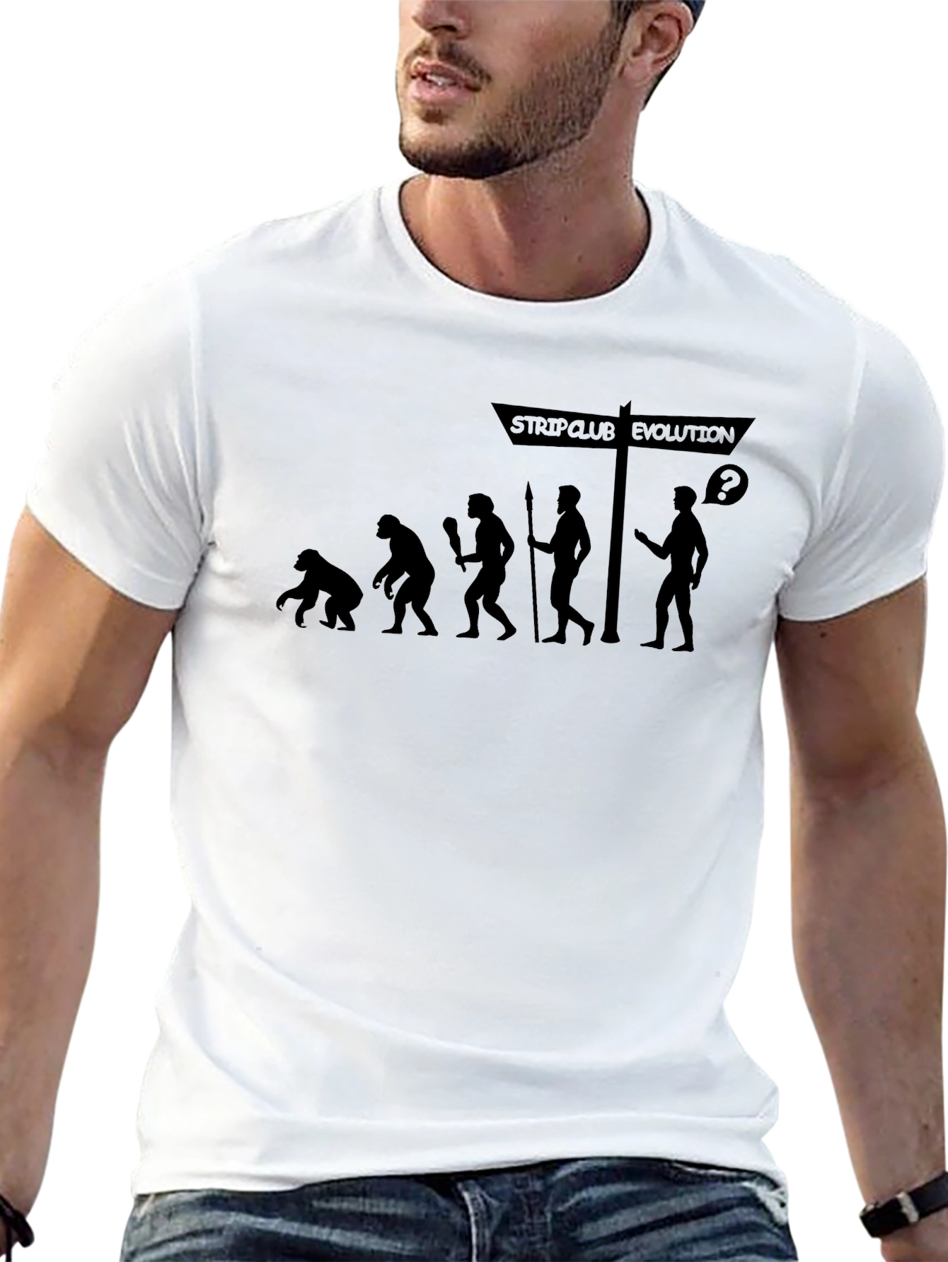 Black Evolution Strip Club Humor T-Shirt view 13