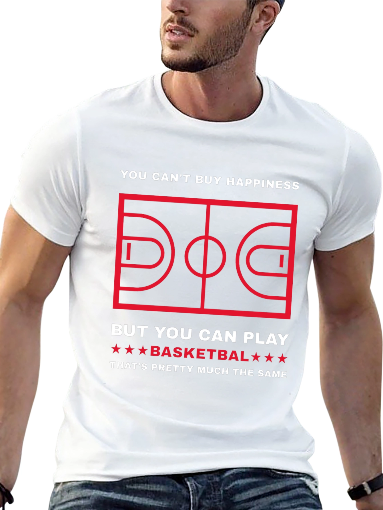 Black Funny Basketball T-Shirt: Can't Buy Happiness view 13