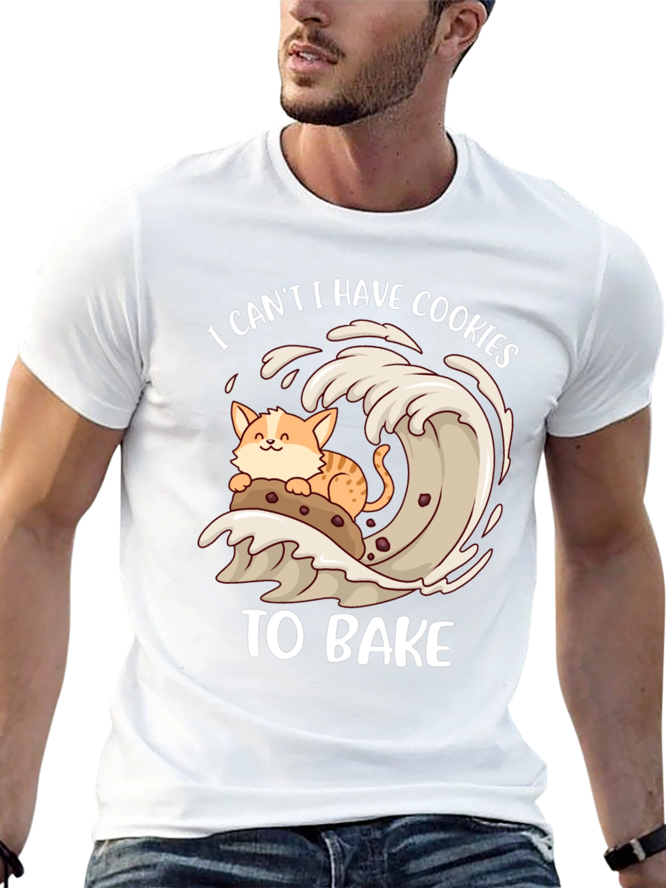 Black Cute Cat Baking Cookies T-Shirt view 13