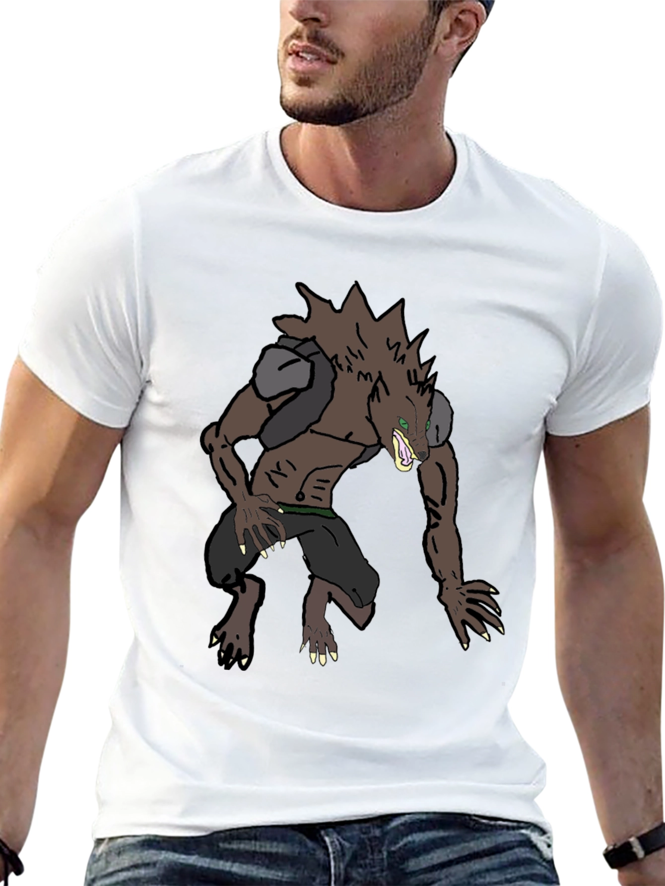 Black Werewolf Graphic Tee - Black Cotton Blend Shirt view 13