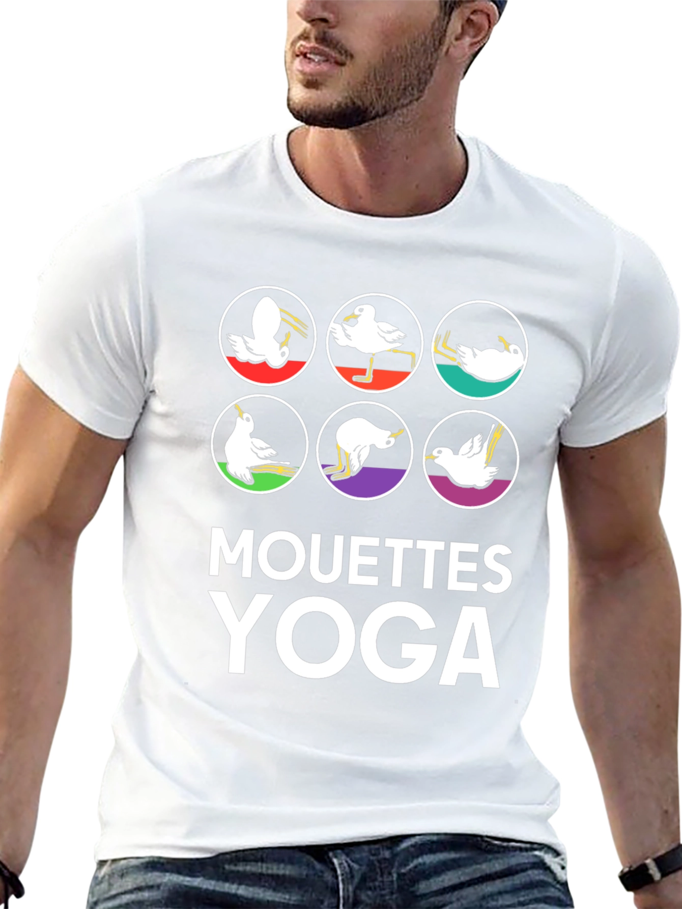 Black Mouettes Yoga Graphic T-Shirt - Bird Pose Tee view 13