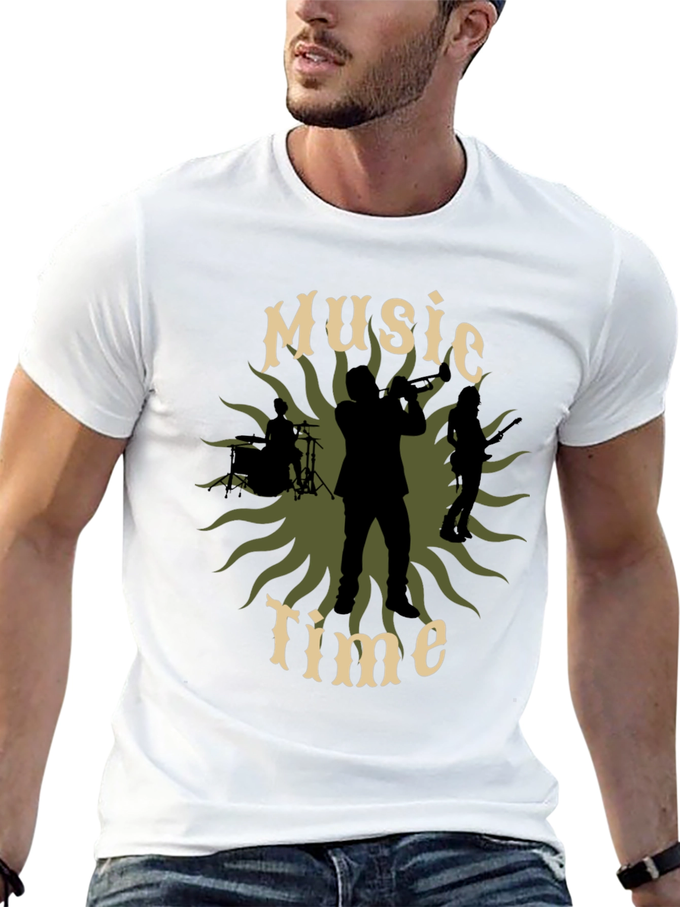 Black Music Time Silhouette Graphic Tee view 13