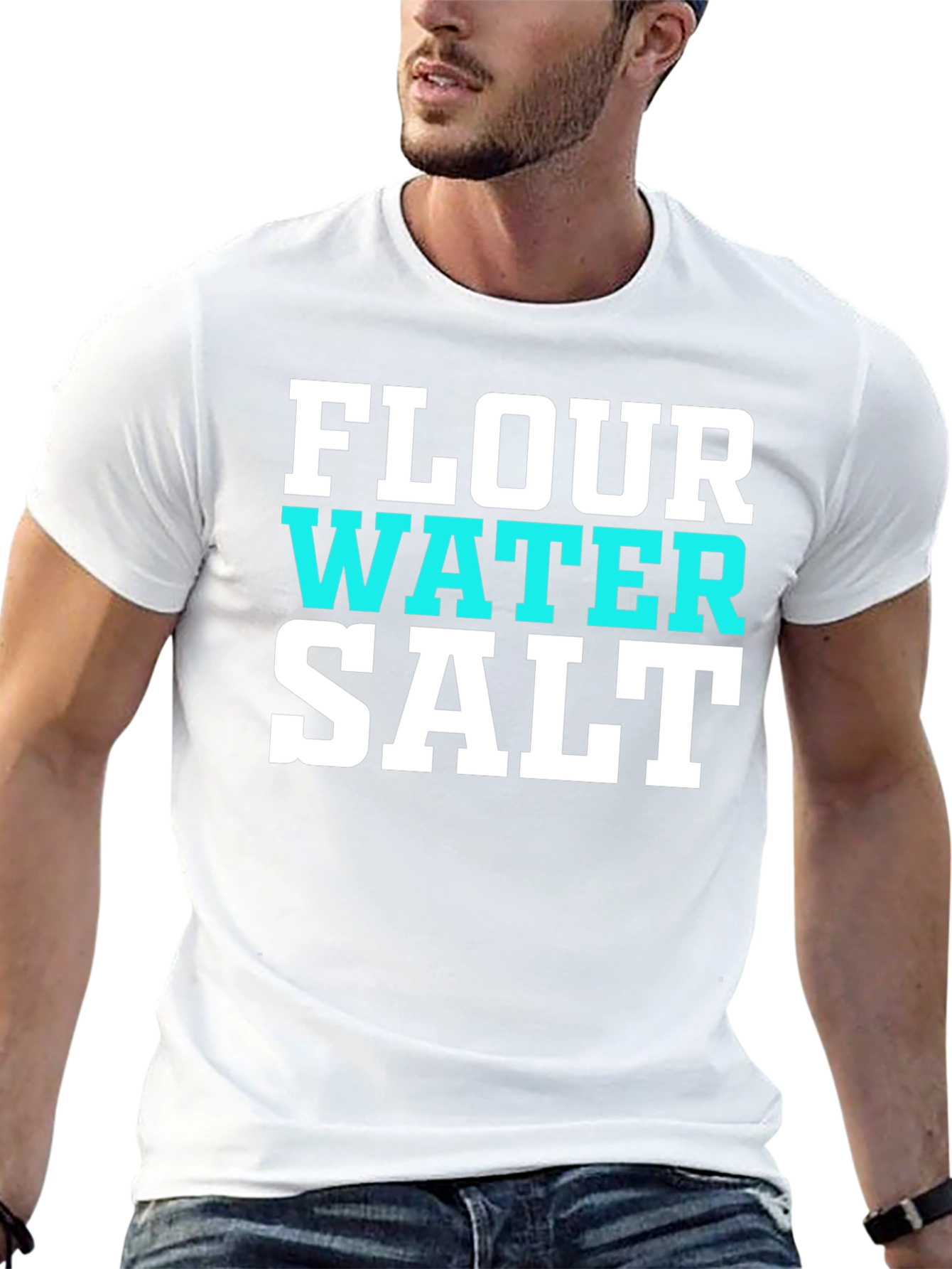 Black Flour Water Salt T-Shirt - Baker Recipe Tee view 13
