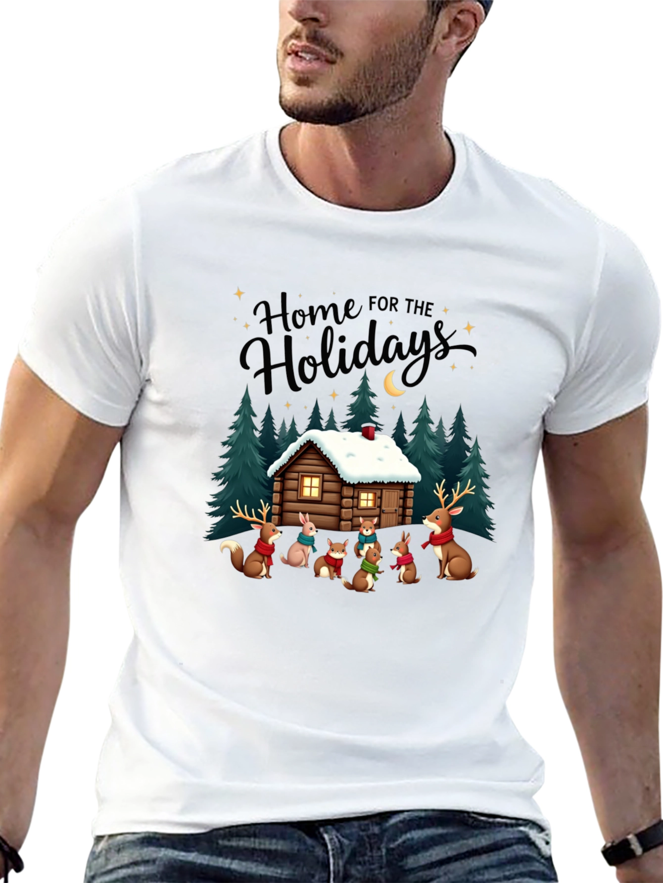 Black Home for the Holidays Cabin Crew T-Shirt view 13