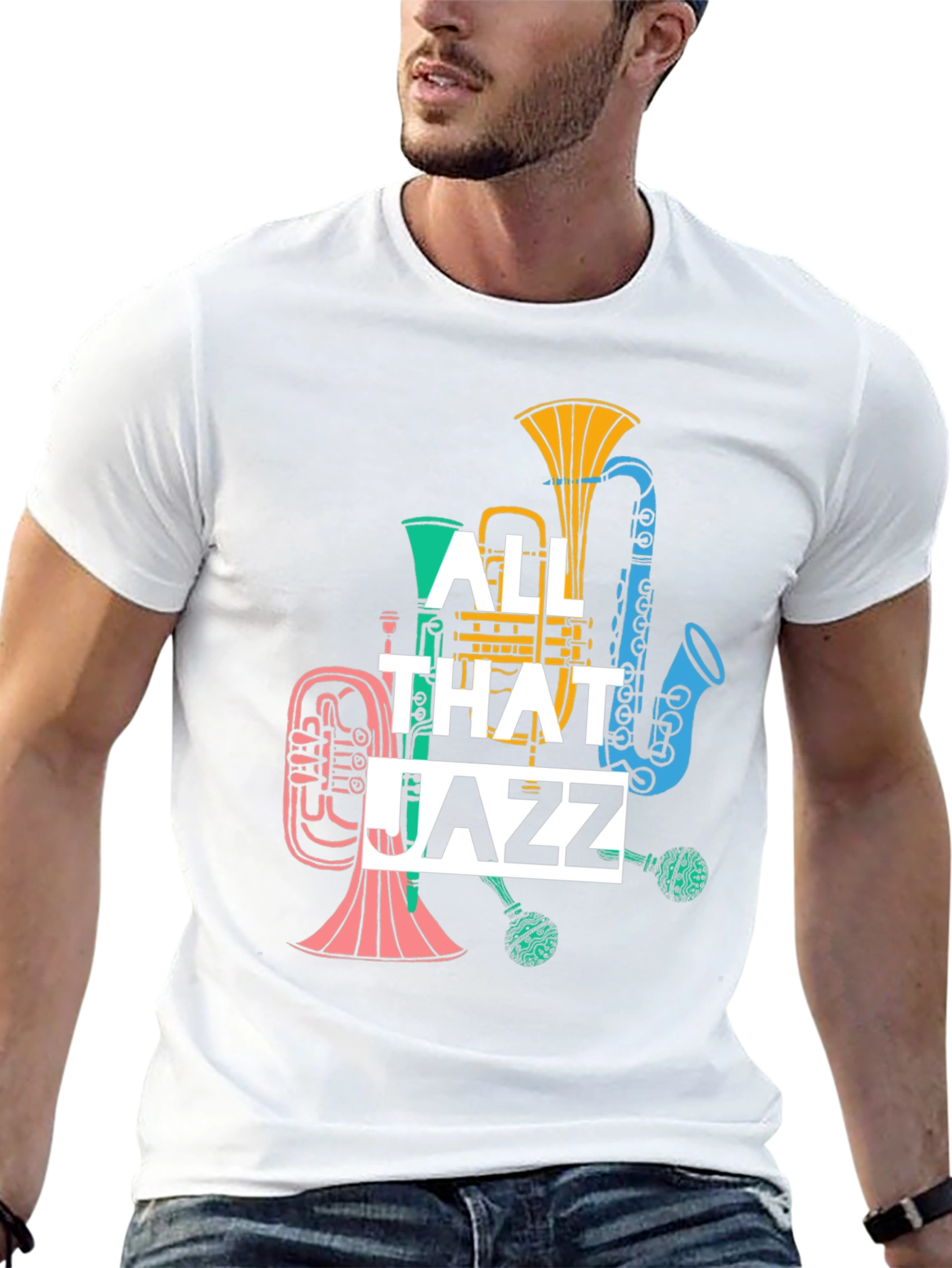Black All That Jazz Graphic T-Shirt - Musical Instrument Design view 13