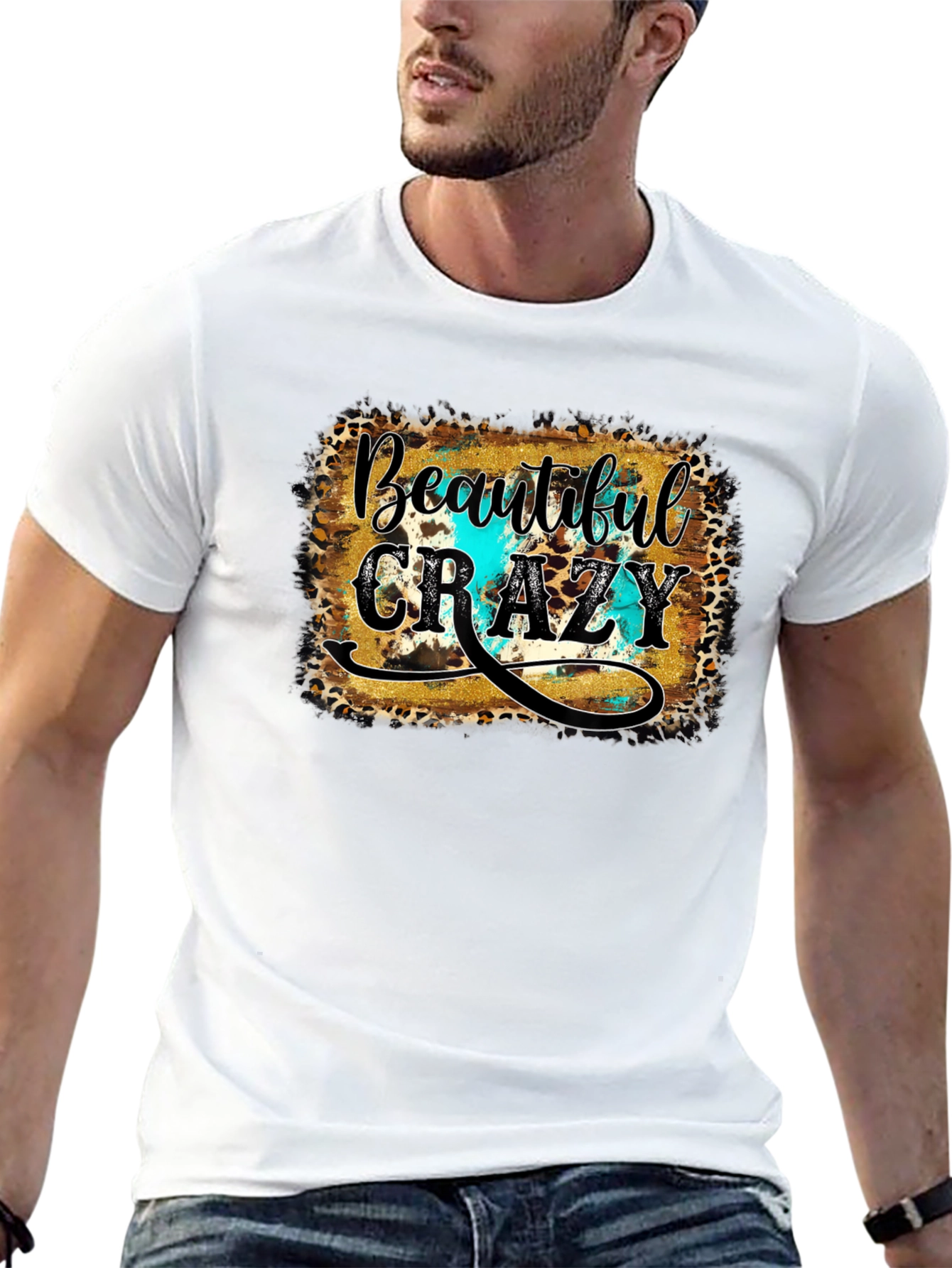 Black Beautiful Crazy Graphic Tee - Unisex Black T-Shirt view 13