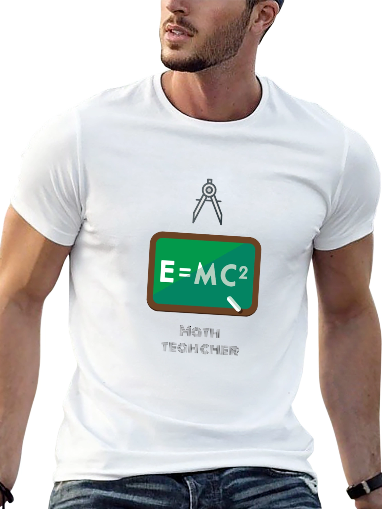Black Math Teacher T-Shirt - E=MC2 Design view 13