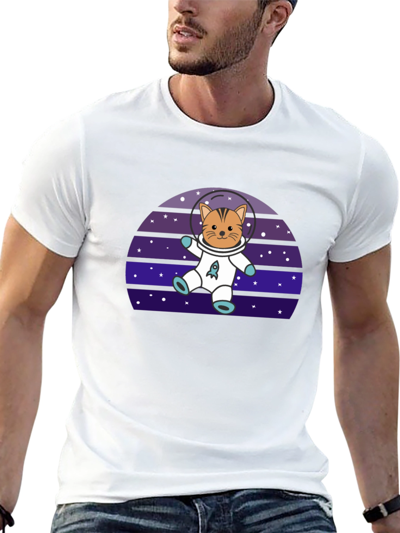 Black Astronaut Cat T-Shirt - Space Kitten Tee view 13