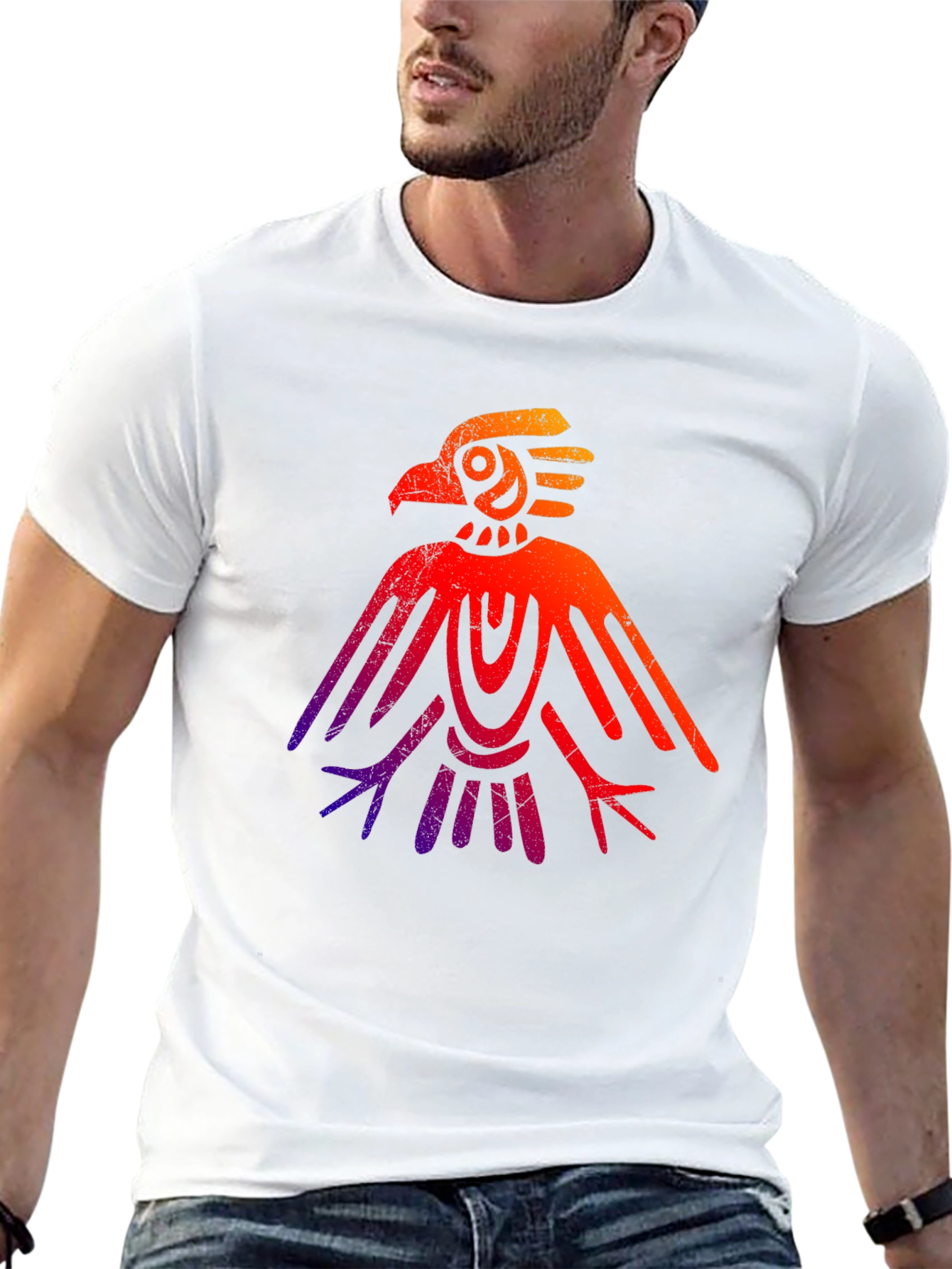 Black Aztec Eagle Graphic Tee - Gradient Design view 13