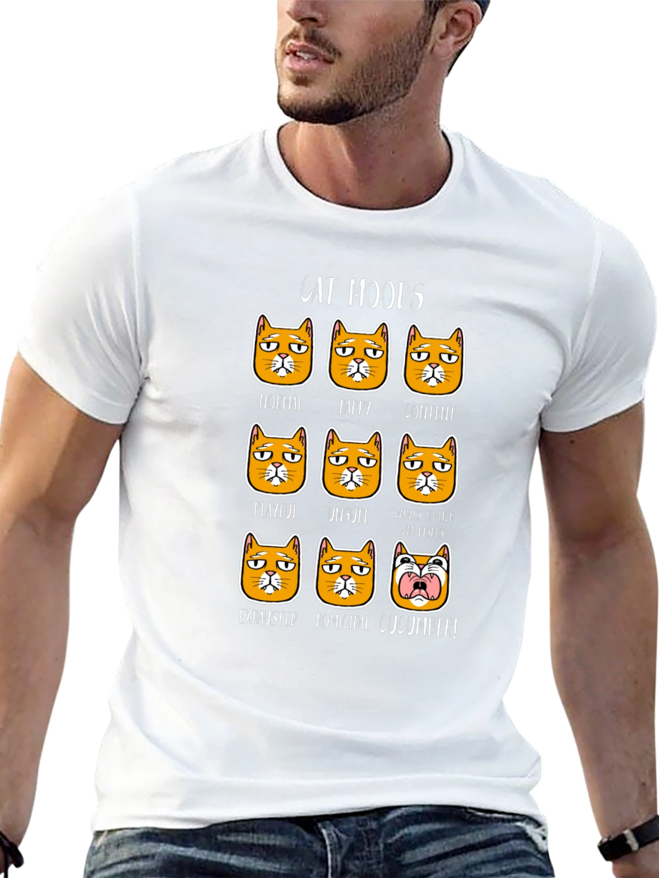 Black Cat Moods Graphic T-Shirt - Funny Cat Lover Tee view 13