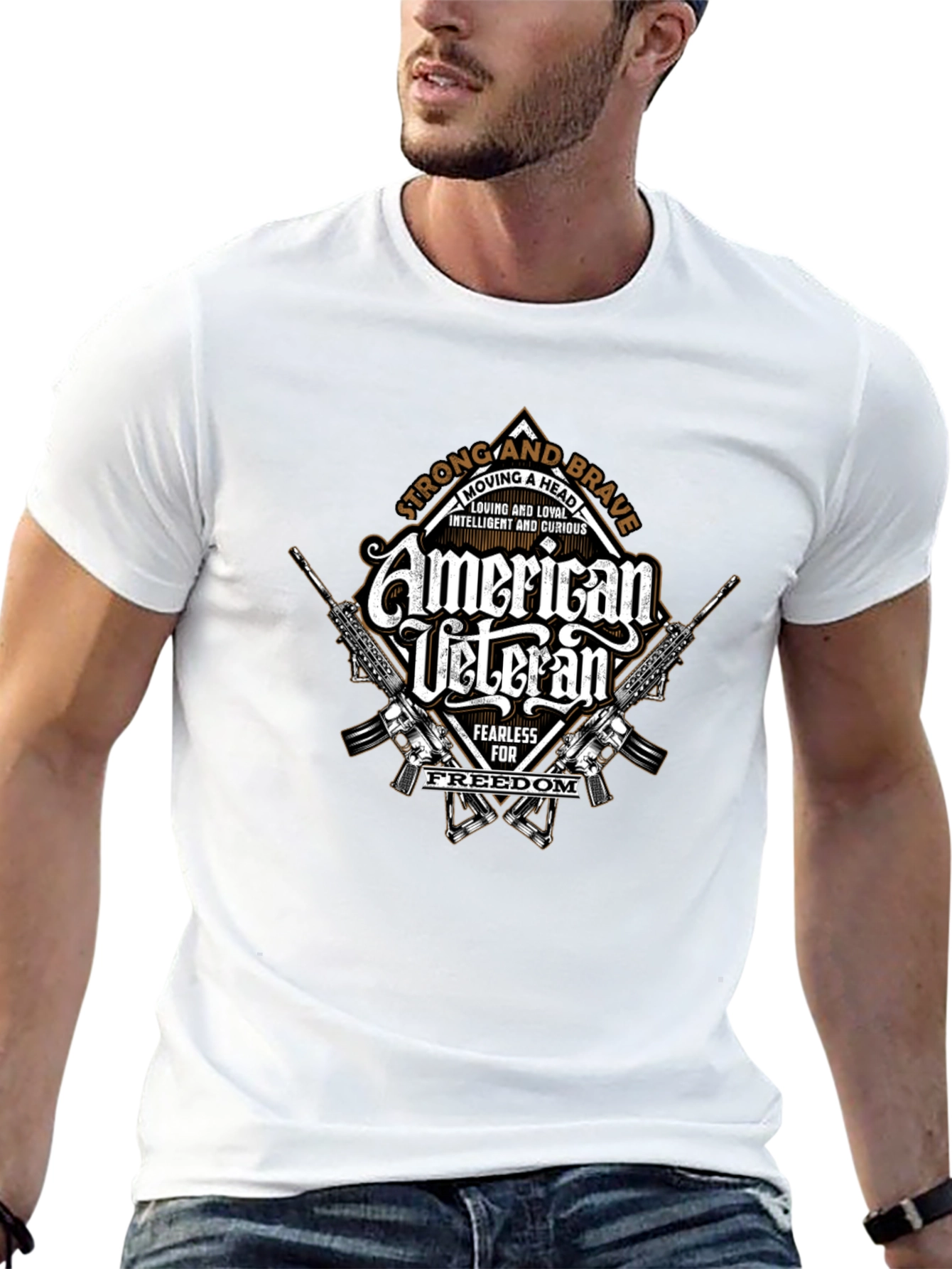 Black American Veteran Graphic Print T-Shirt view 13