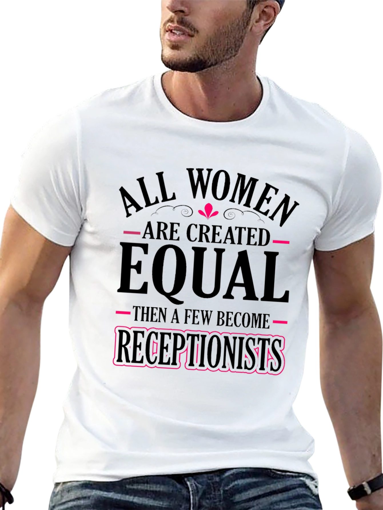 Black Funny Receptionist T-Shirt: All Women Created Equal view 13
