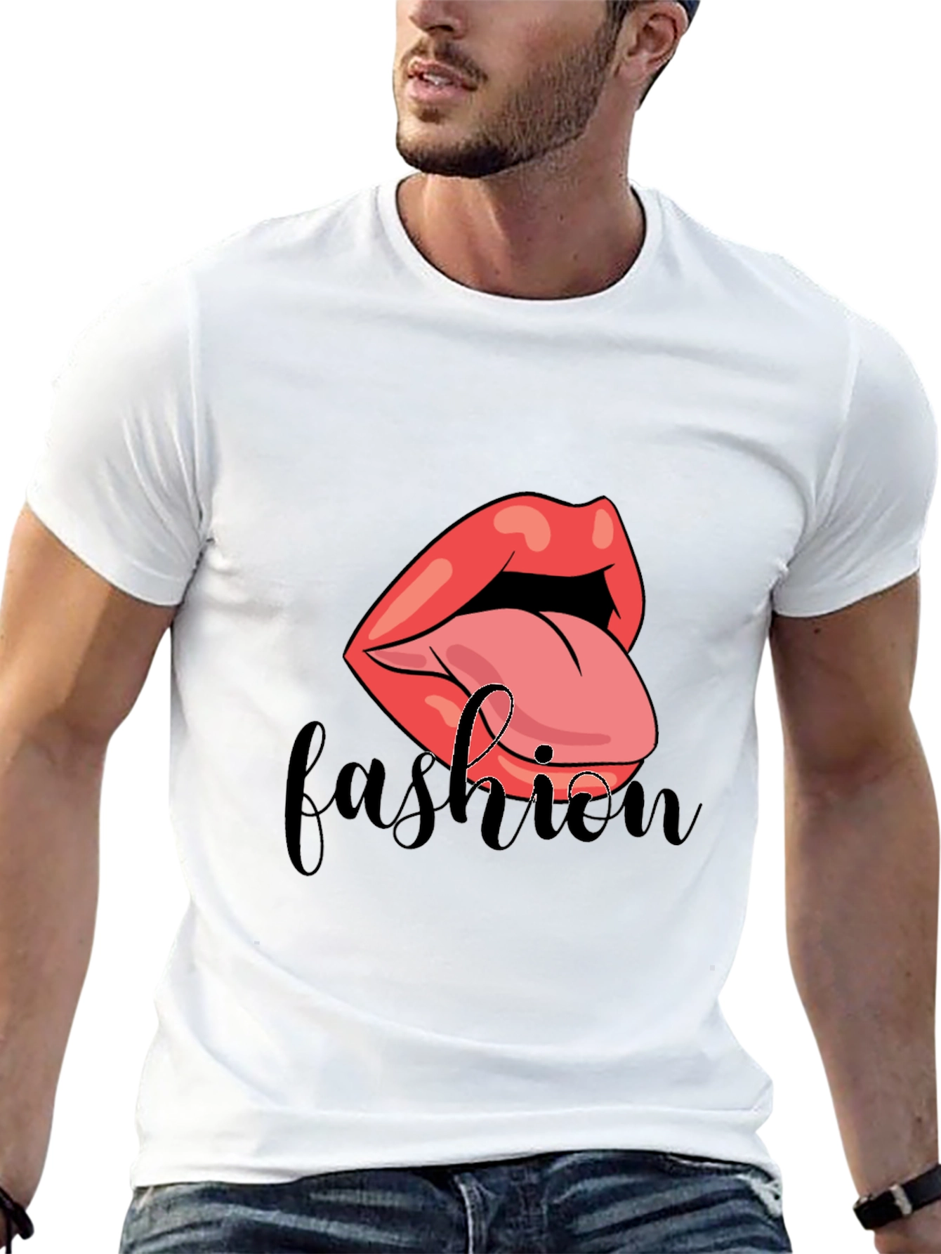 Black Fashion Lips Graphic T-Shirt view 13