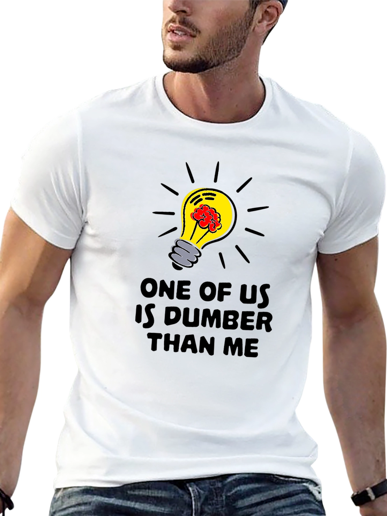 Black Dumber Than Me T-Shirt - Brainy Lightbulb Design view 13