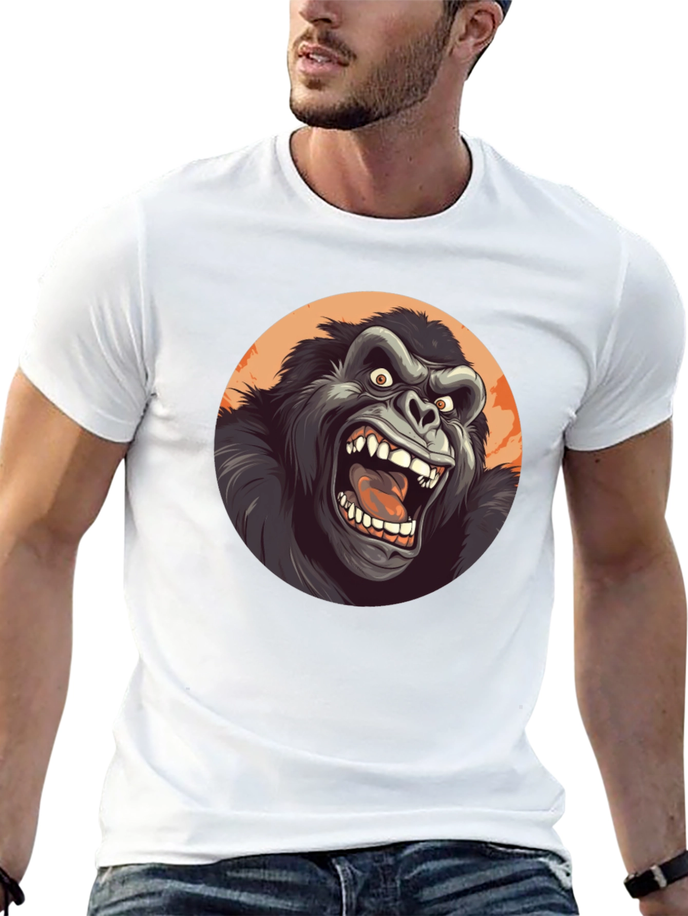 Black Roaring Gorilla Graphic Tee - Black Crew Neck view 13