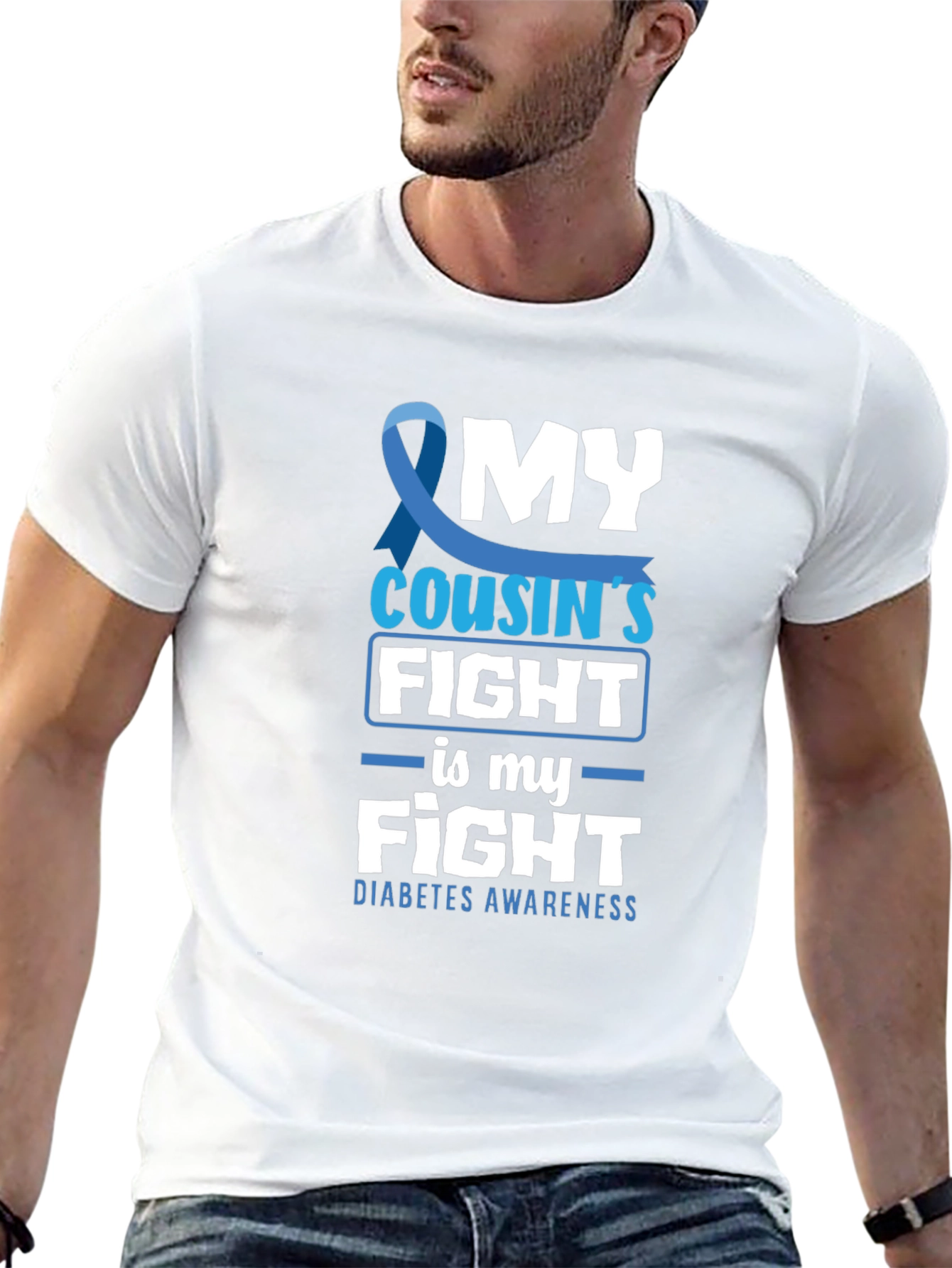 Black Diabetes Awareness T-Shirt - My Cousin's Fight view 13